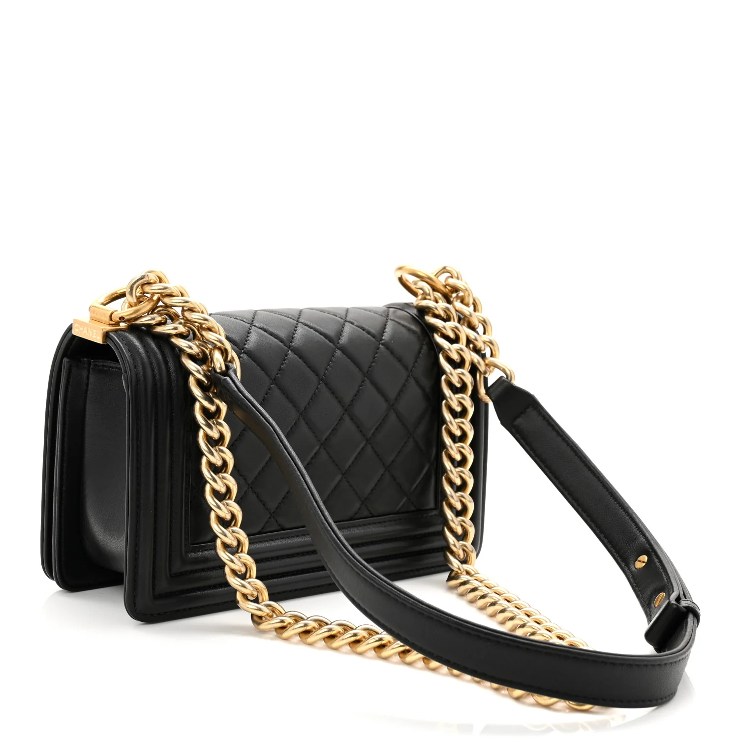 Lambskin Quilted Small Boy Flap Black - Image 3