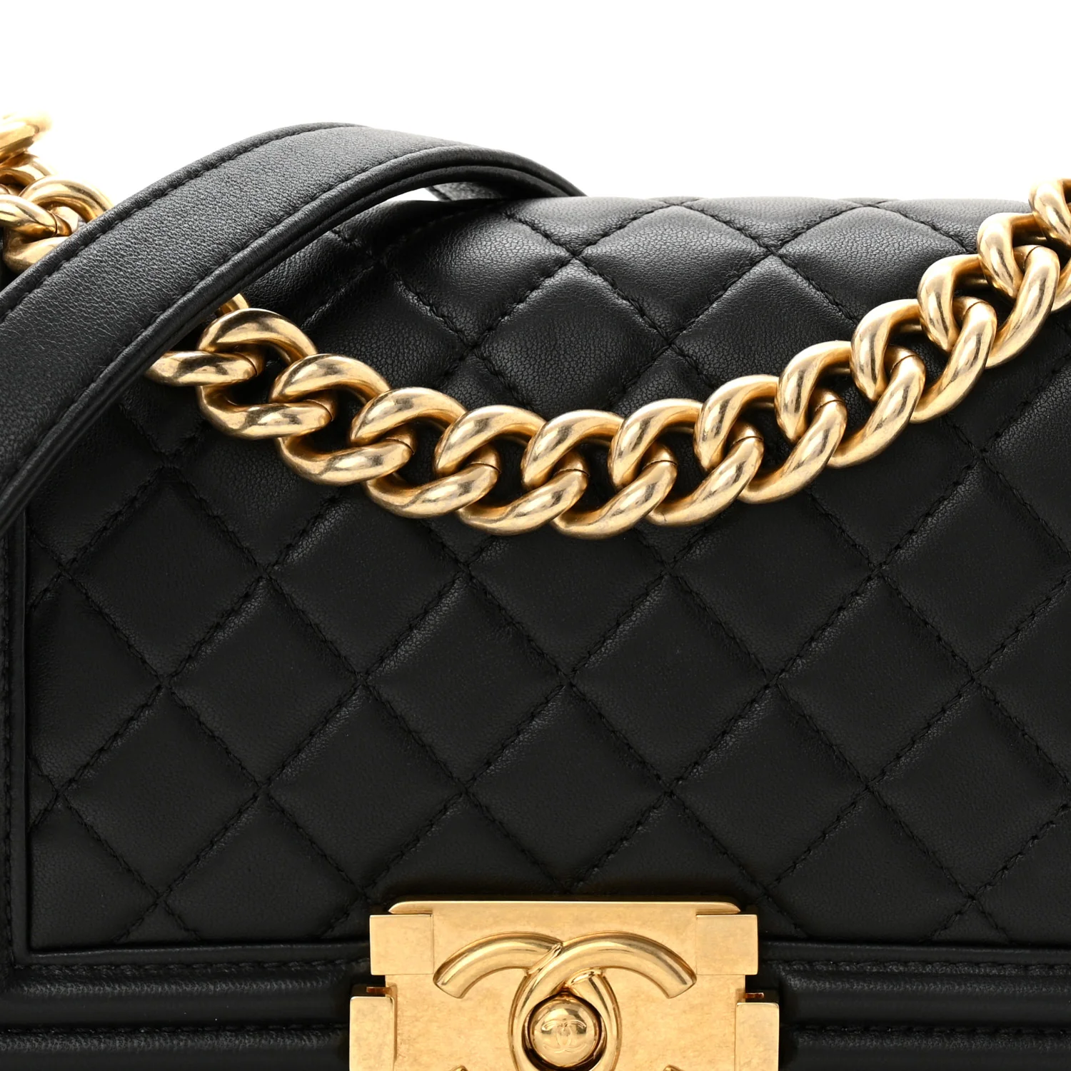 Lambskin Quilted Small Boy Flap Black - Image 8