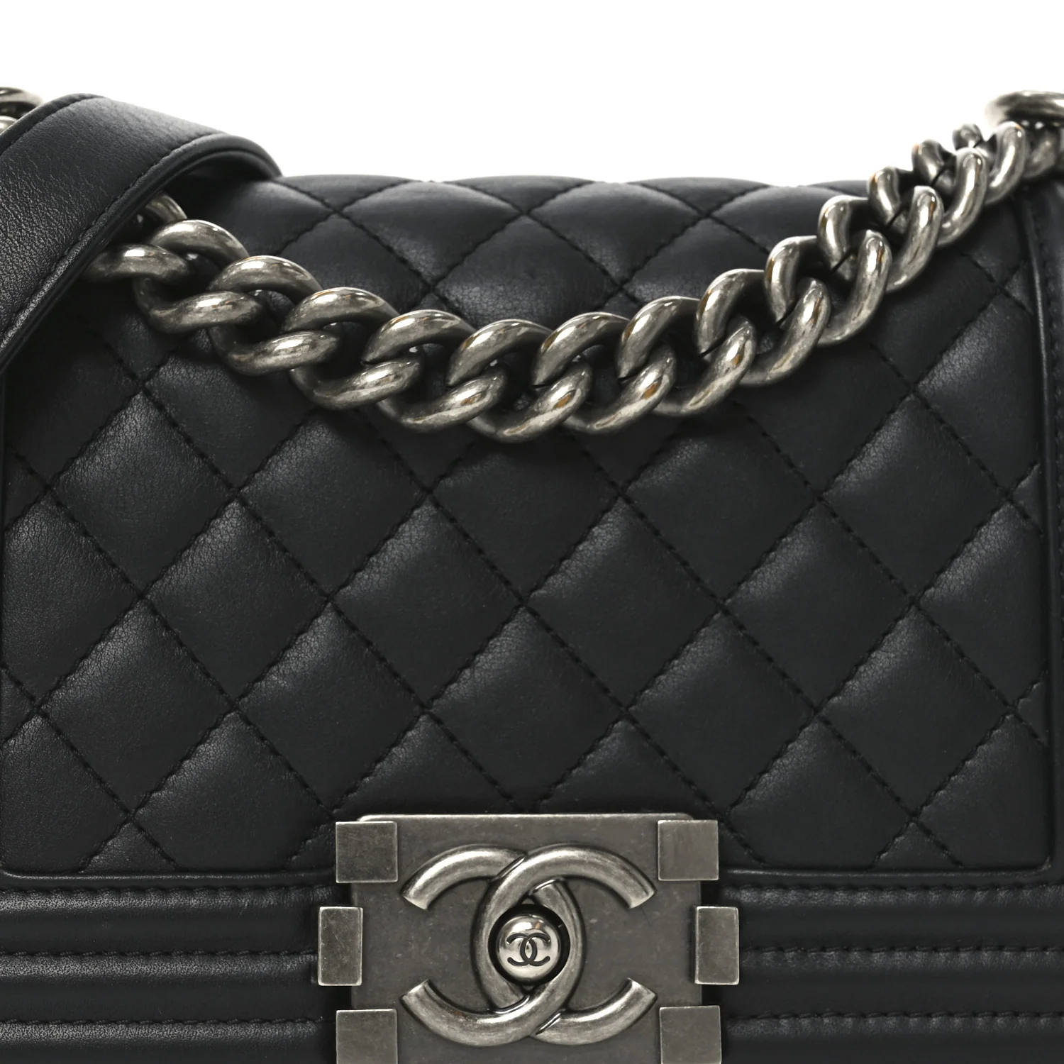 Lambskin Quilted Small Boy Flap Black - Image 8