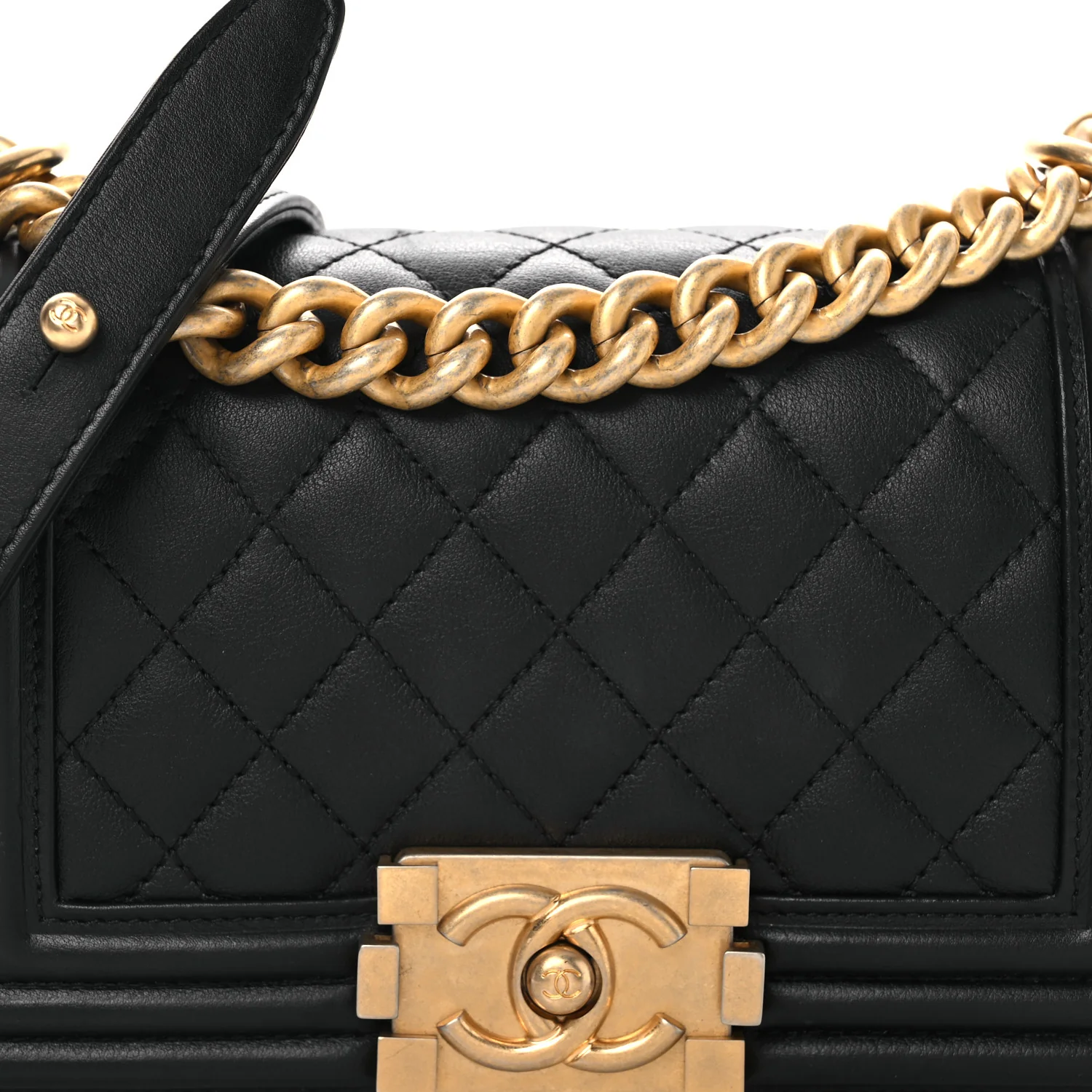 Lambskin Quilted Small Boy Flap Black - Image 8