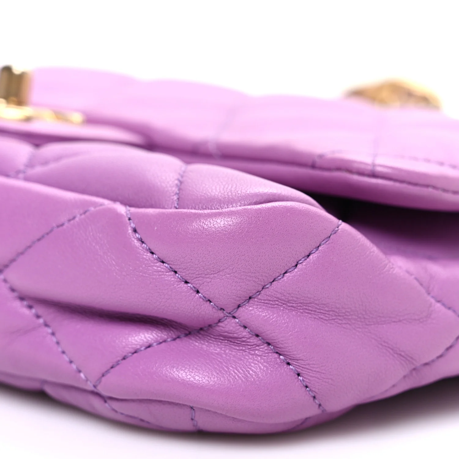 Lambskin Quilted Small CC Funky Town Flap Purple - Image 10
