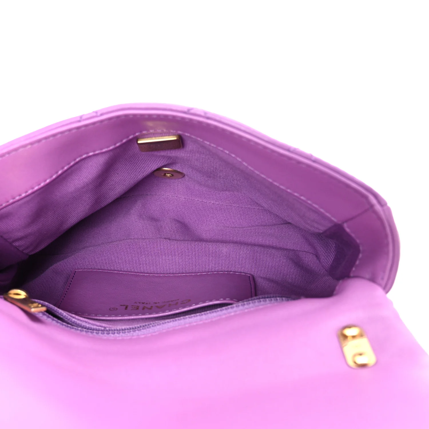 Lambskin Quilted Small CC Funky Town Flap Purple - Image 5