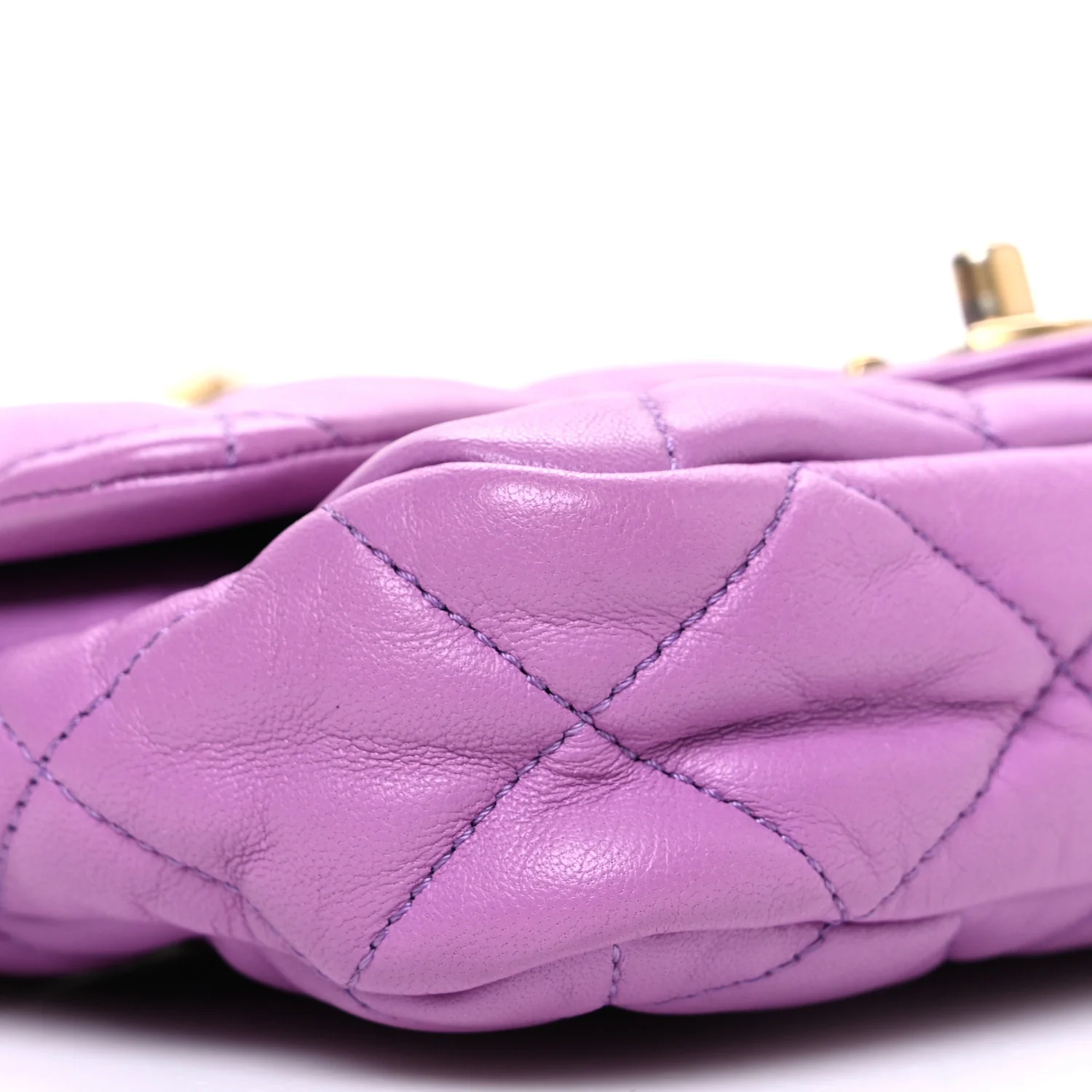 Lambskin Quilted Small CC Funky Town Flap Purple - Image 9