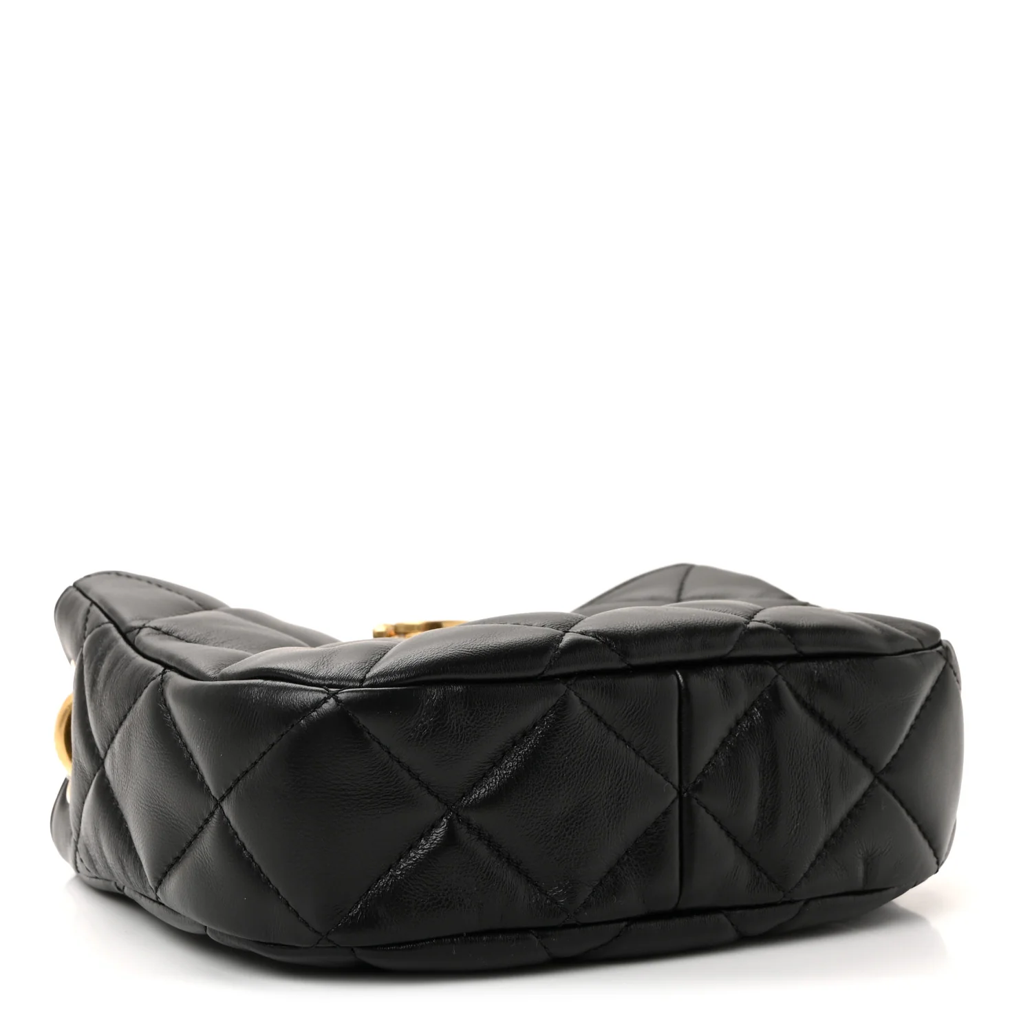 Lambskin Quilted Small Chain Hobo Black - Image 4