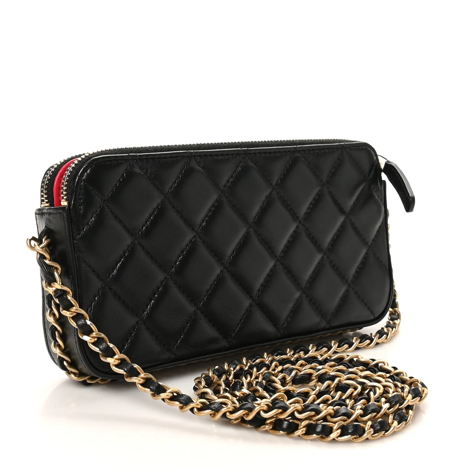 Lambskin Quilted Small Clutch With Chain Black - Image 3