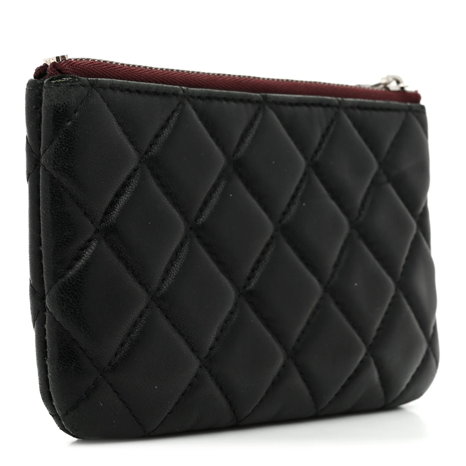 Lambskin Quilted Small Cosmetic Case Black - Image 3