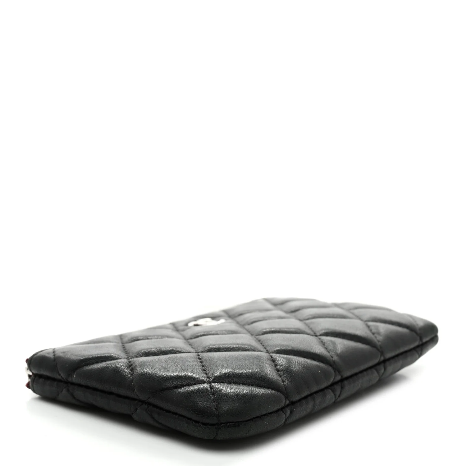 Lambskin Quilted Small Cosmetic Case Black - Image 4