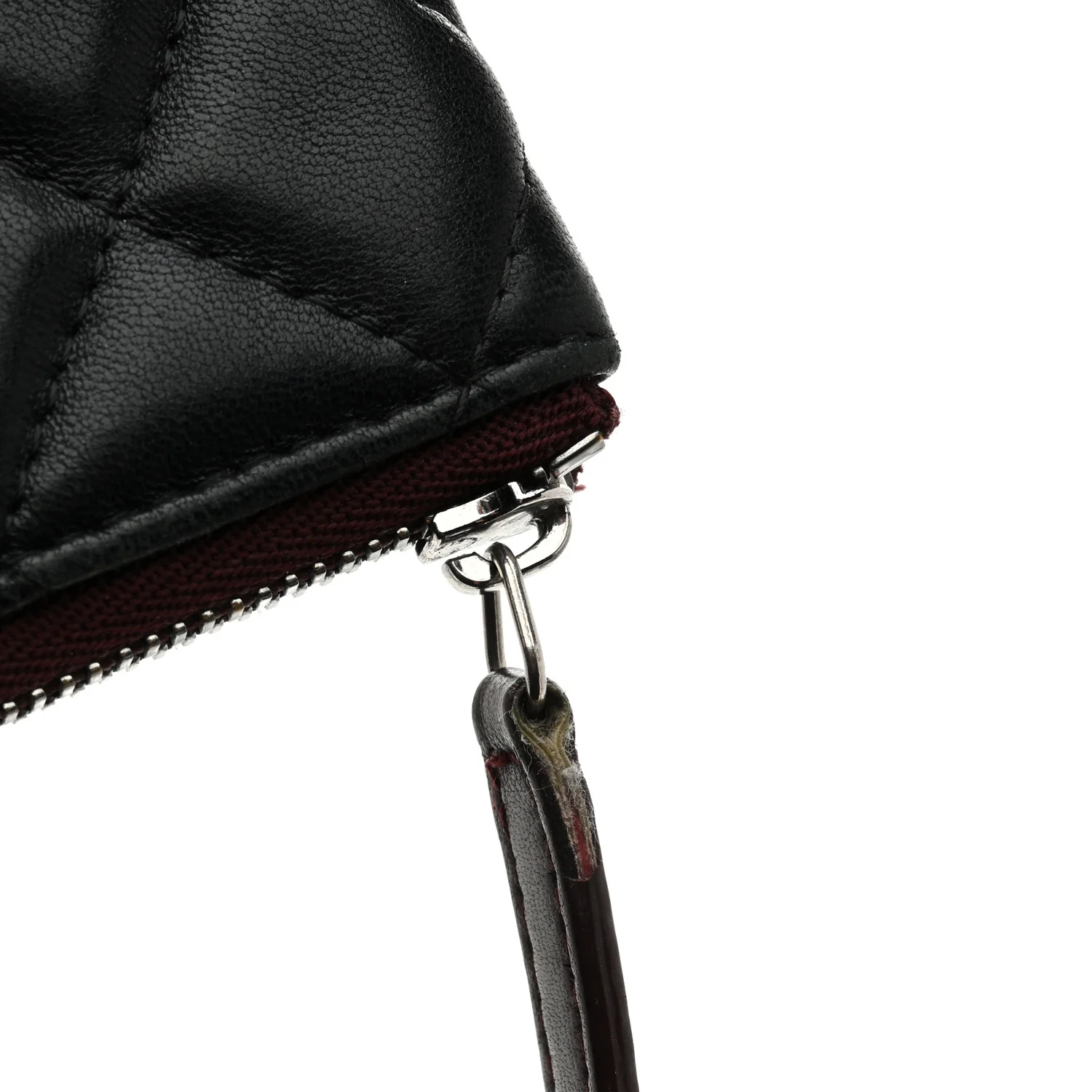 Lambskin Quilted Small Cosmetic Case Black - Image 9