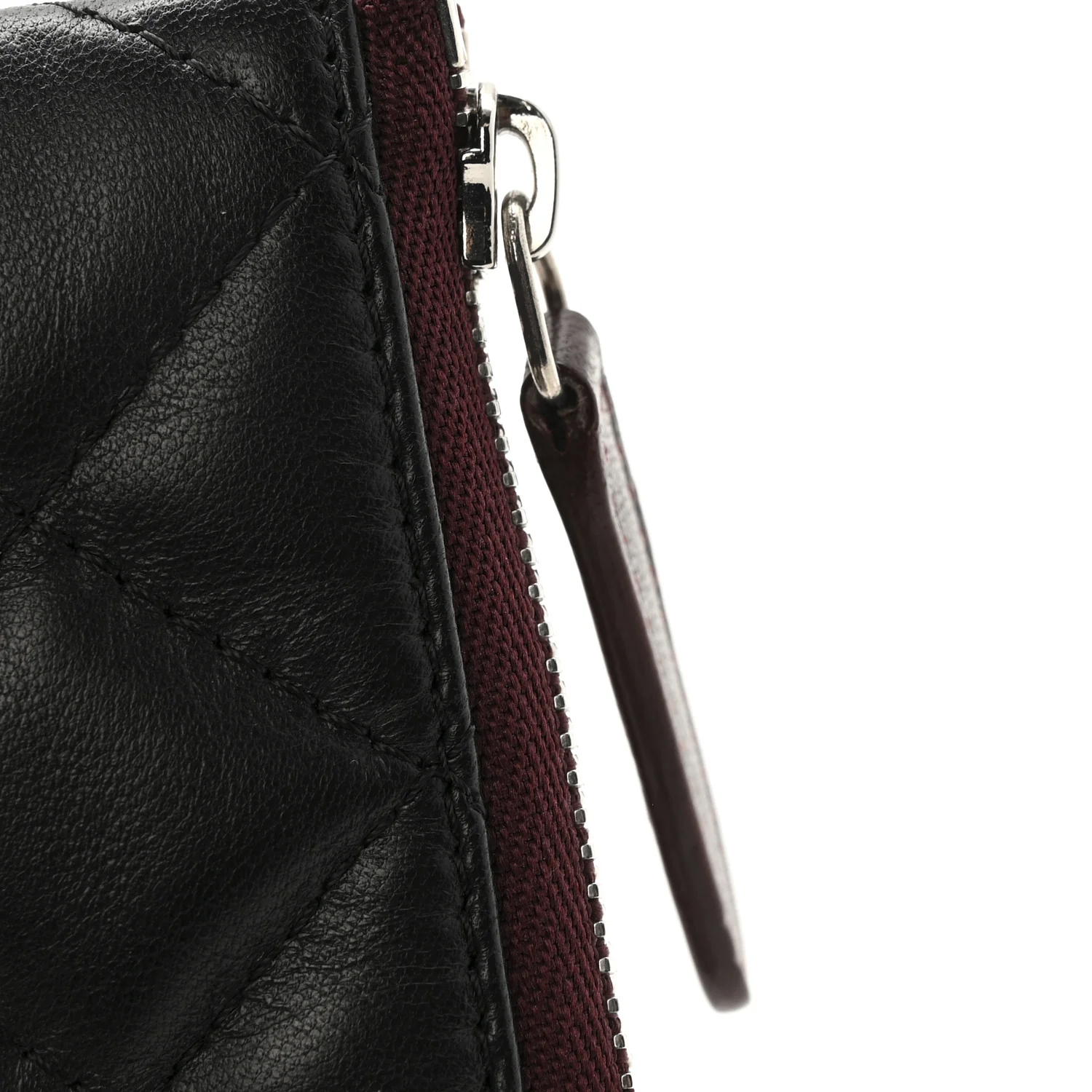 Lambskin Quilted Small Cosmetic Case Black - Image 8