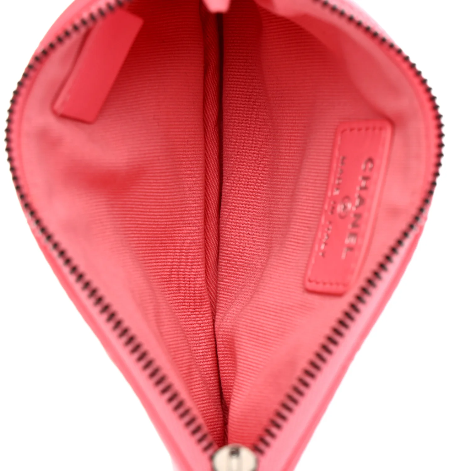 Lambskin Quilted Small Cosmetic Case Coral Pink - Image 5