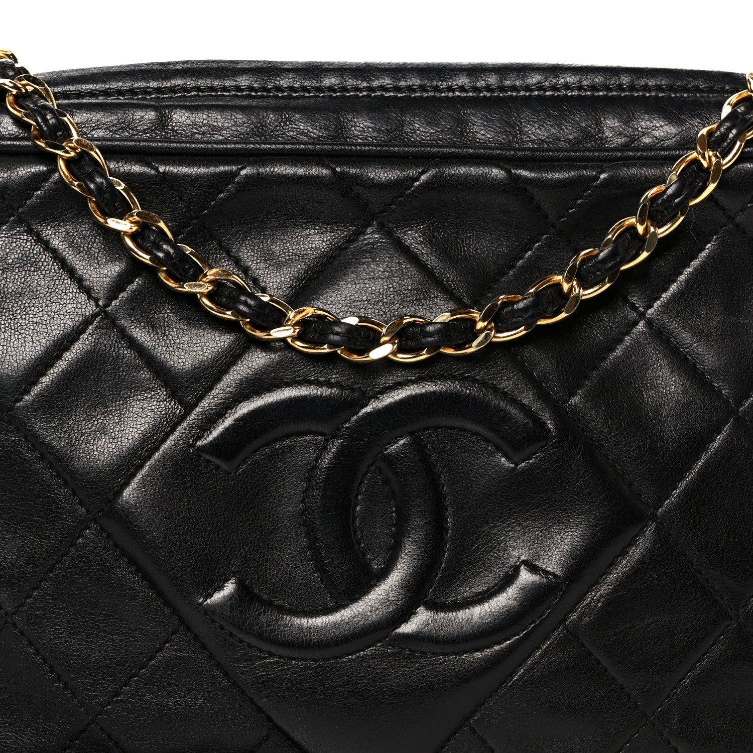 Lambskin Quilted Small Diamond CC Camera Case Black - Image 9