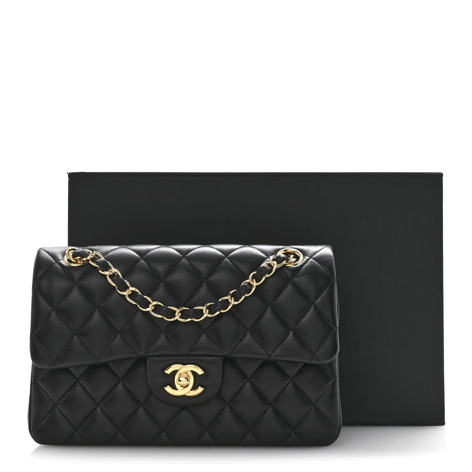 Lambskin Quilted Small Double Flap Black - Image 14