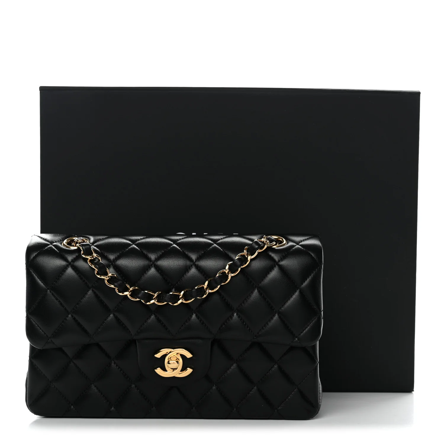 Lambskin Quilted Small Double Flap Black - Image 12