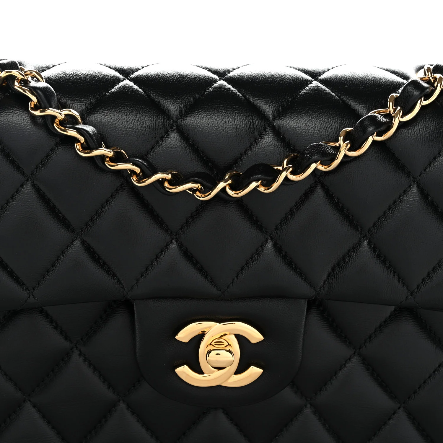 Lambskin Quilted Small Double Flap Black - Image 8