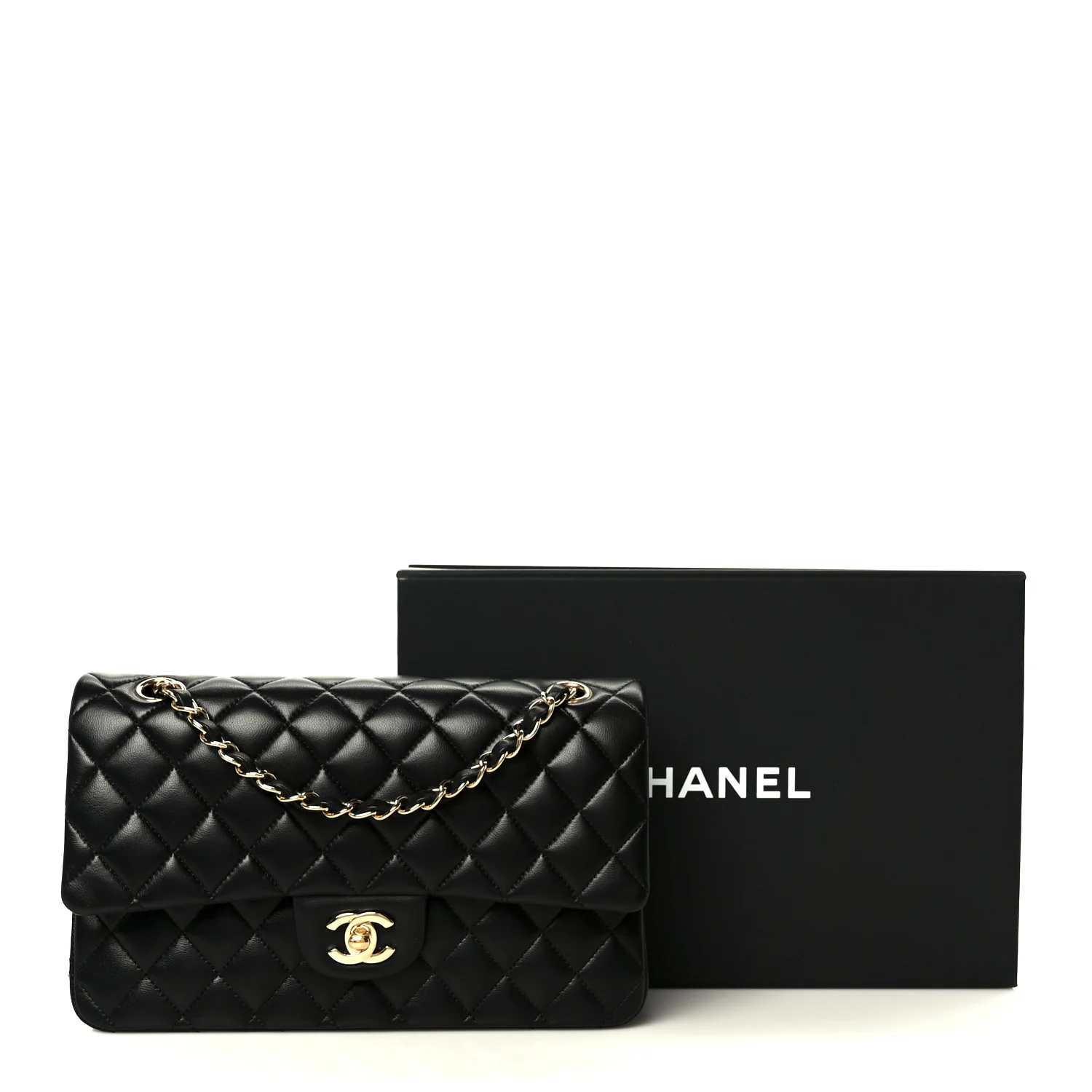 Lambskin Quilted Small Double Flap Black - Image 22