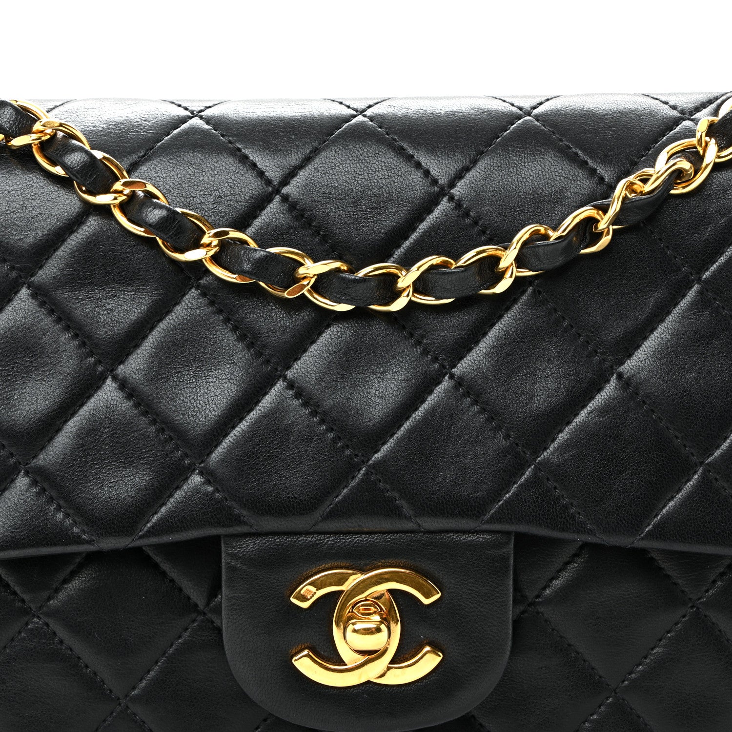 Lambskin Quilted Small Double Flap Black - Image 8