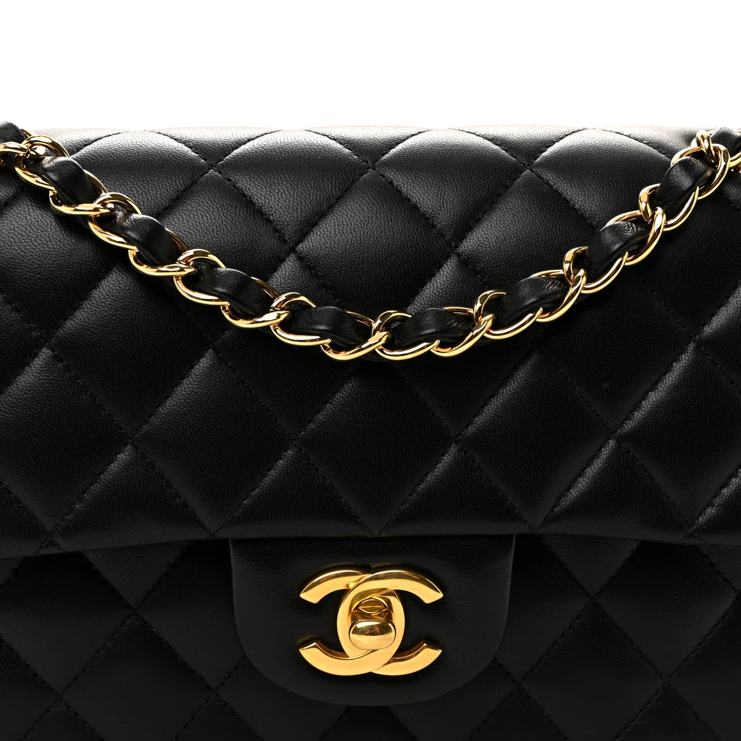 Lambskin Quilted Small Double Flap Black - Image 8