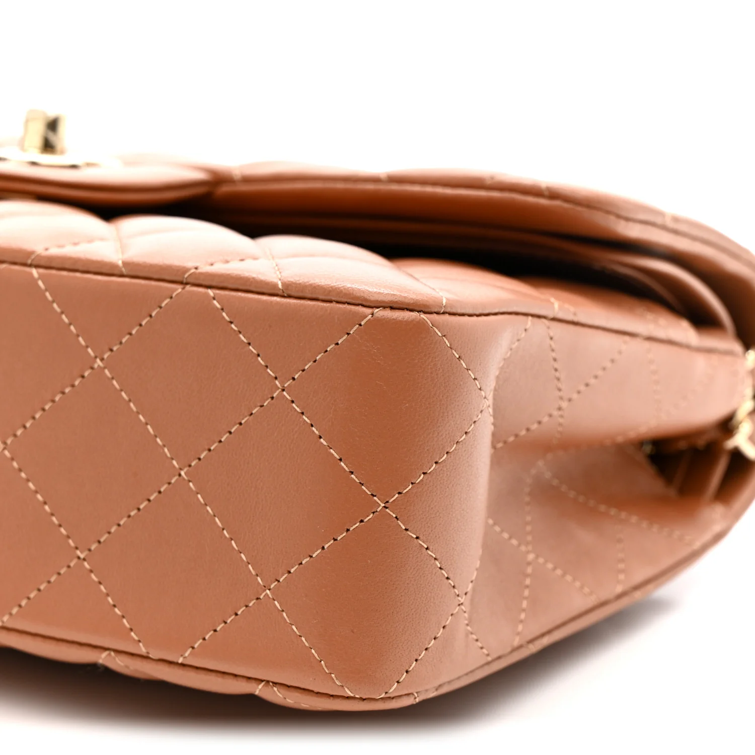 Lambskin Quilted Small Double Flap Brown - Image 10
