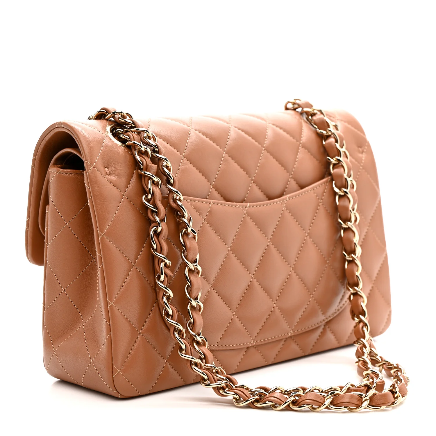 Lambskin Quilted Small Double Flap Brown - Image 3