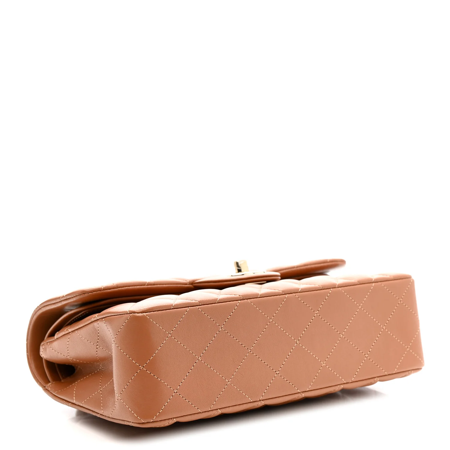 Lambskin Quilted Small Double Flap Brown - Image 4