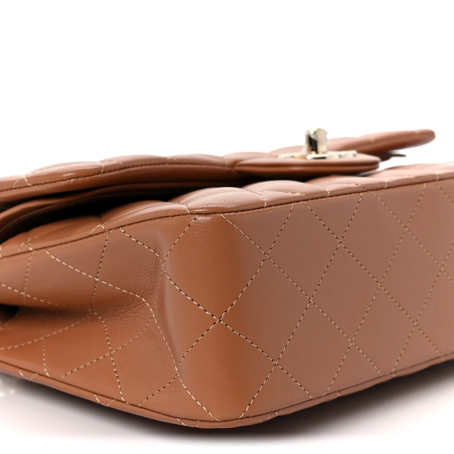 Lambskin Quilted Small Double Flap Brown - Image 10
