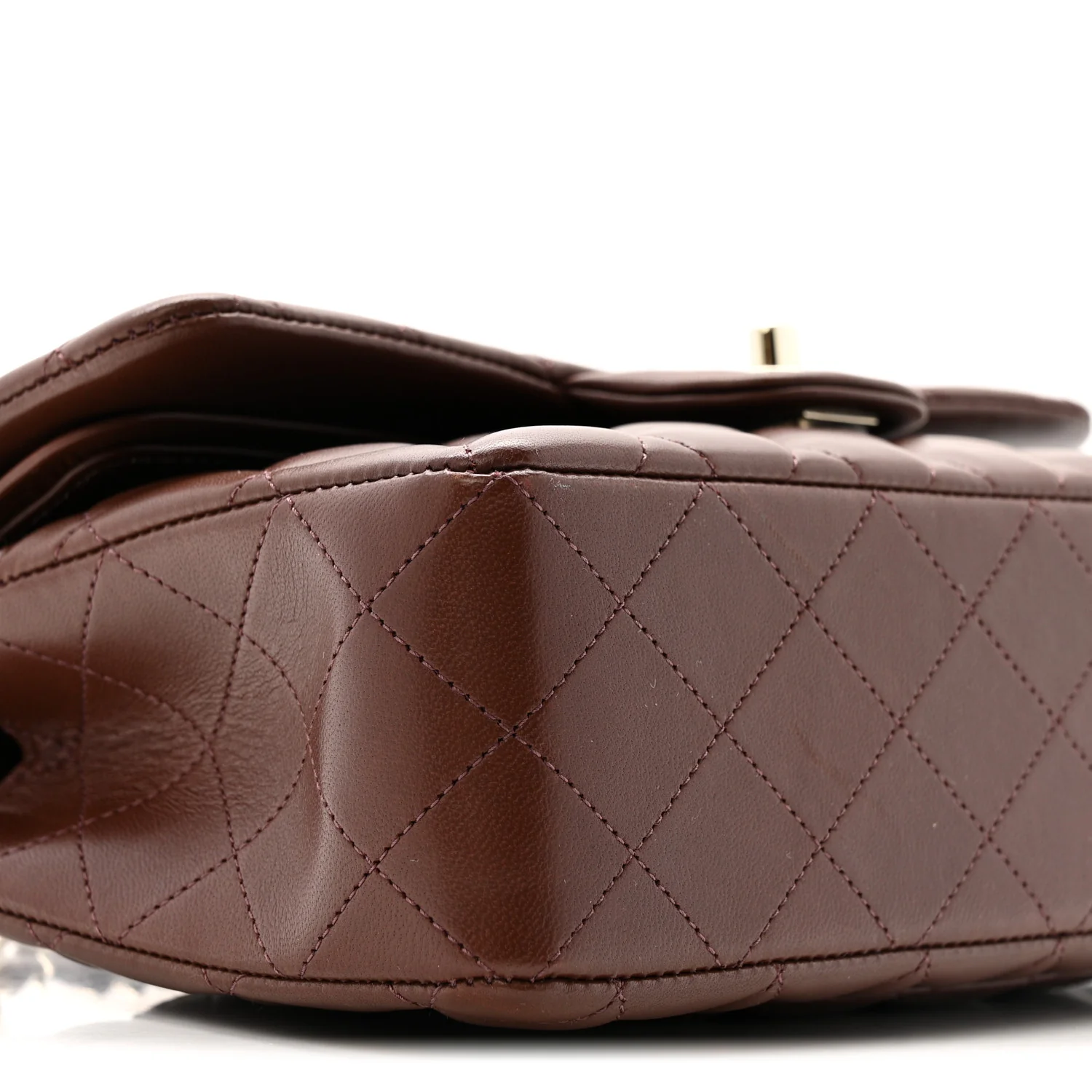 Lambskin Quilted Small Double Flap Dark Brown - Image 9