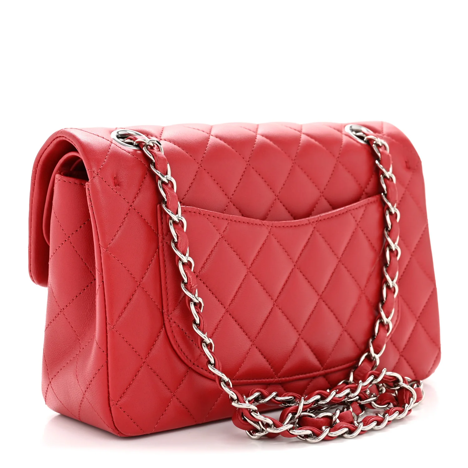 Lambskin Quilted Small Double Flap Dark Red - Image 2