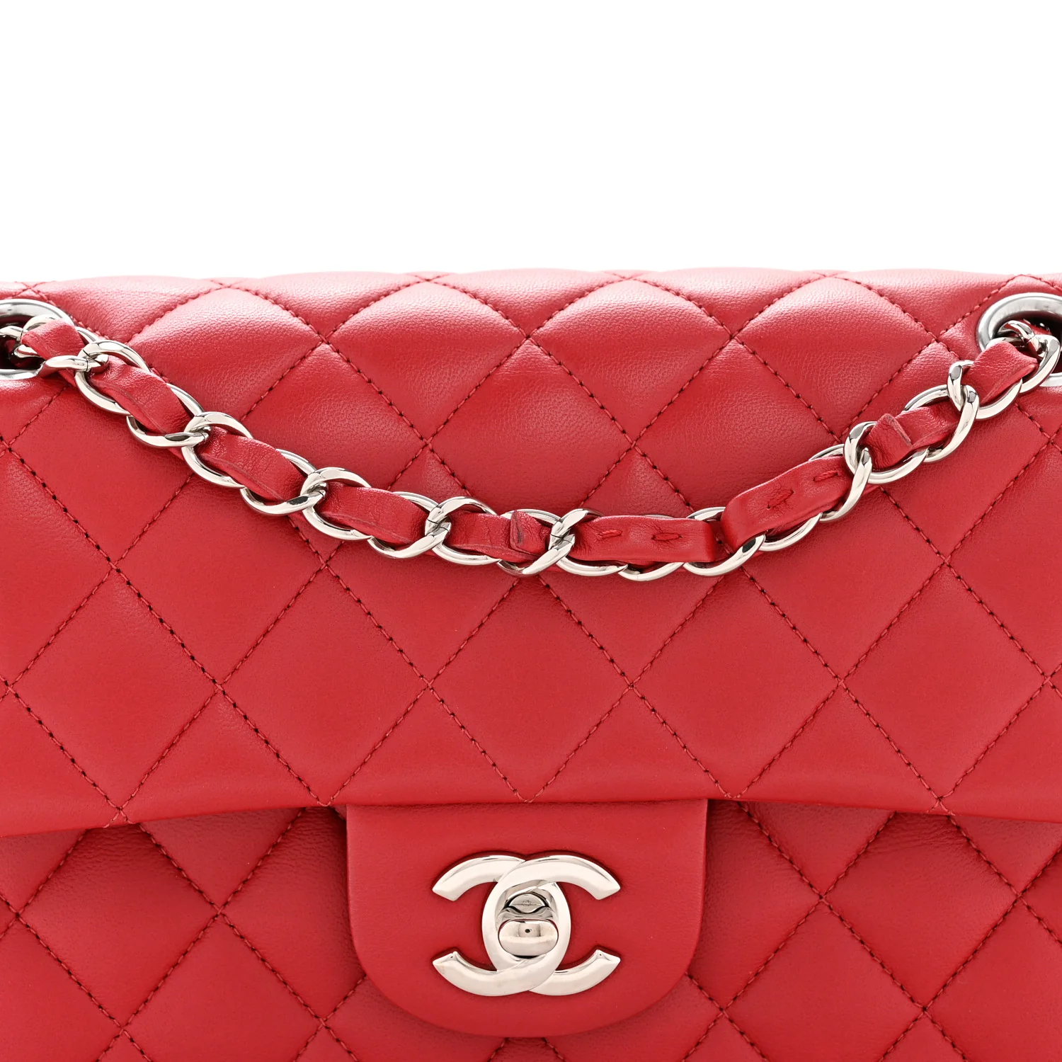Lambskin Quilted Small Double Flap Dark Red - Image 7