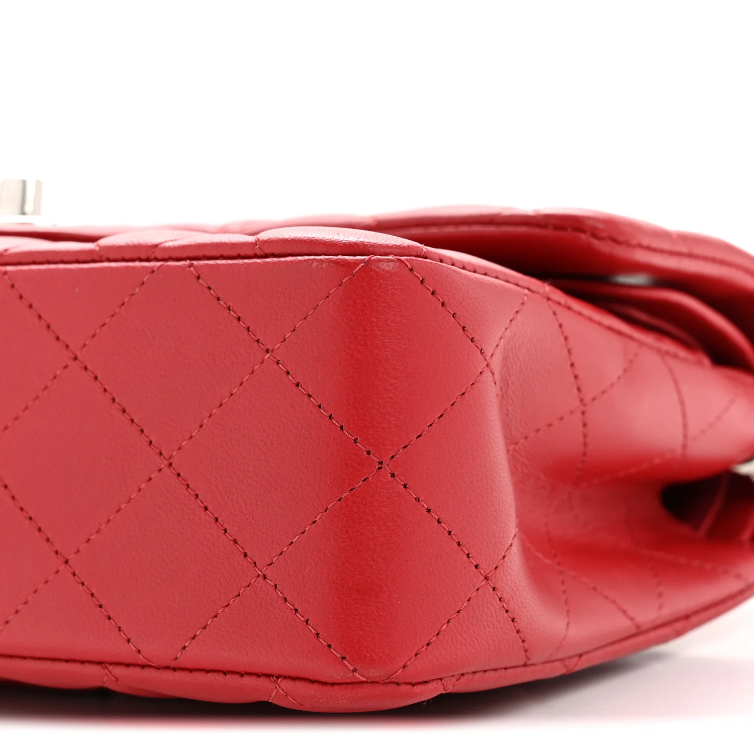 Lambskin Quilted Small Double Flap Dark Red - Image 9