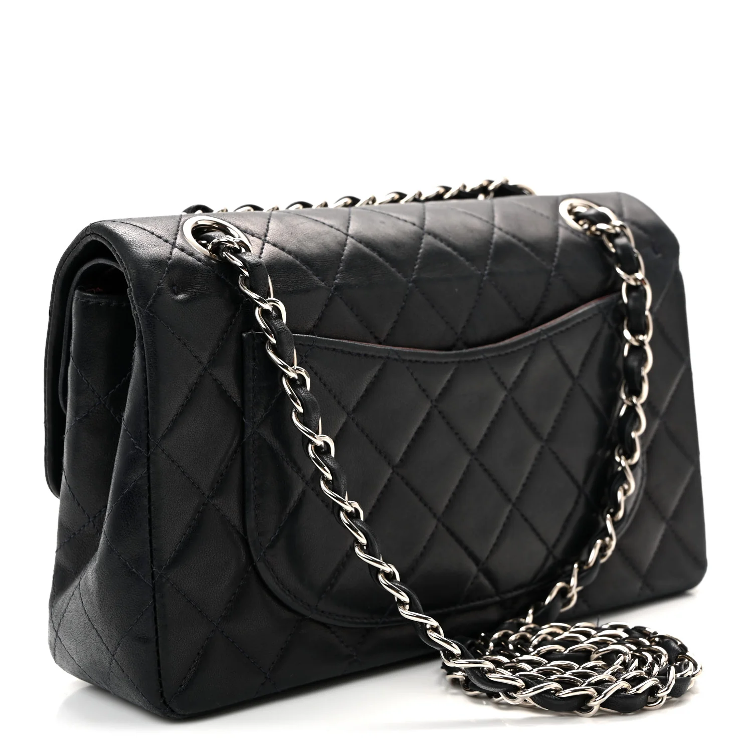 Lambskin Quilted Small Double Flap Navy - Image 3
