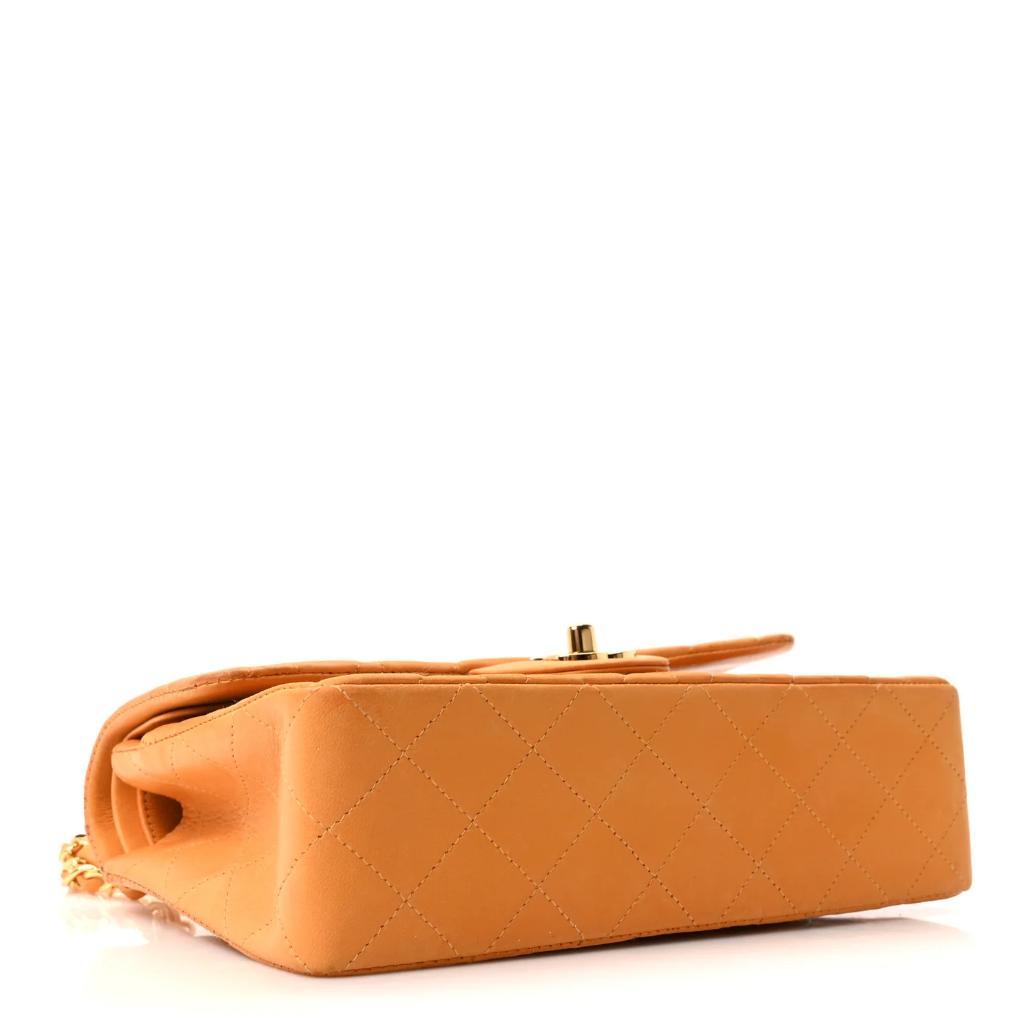 Lambskin Quilted Small Double Flap Yellow - Image 4
