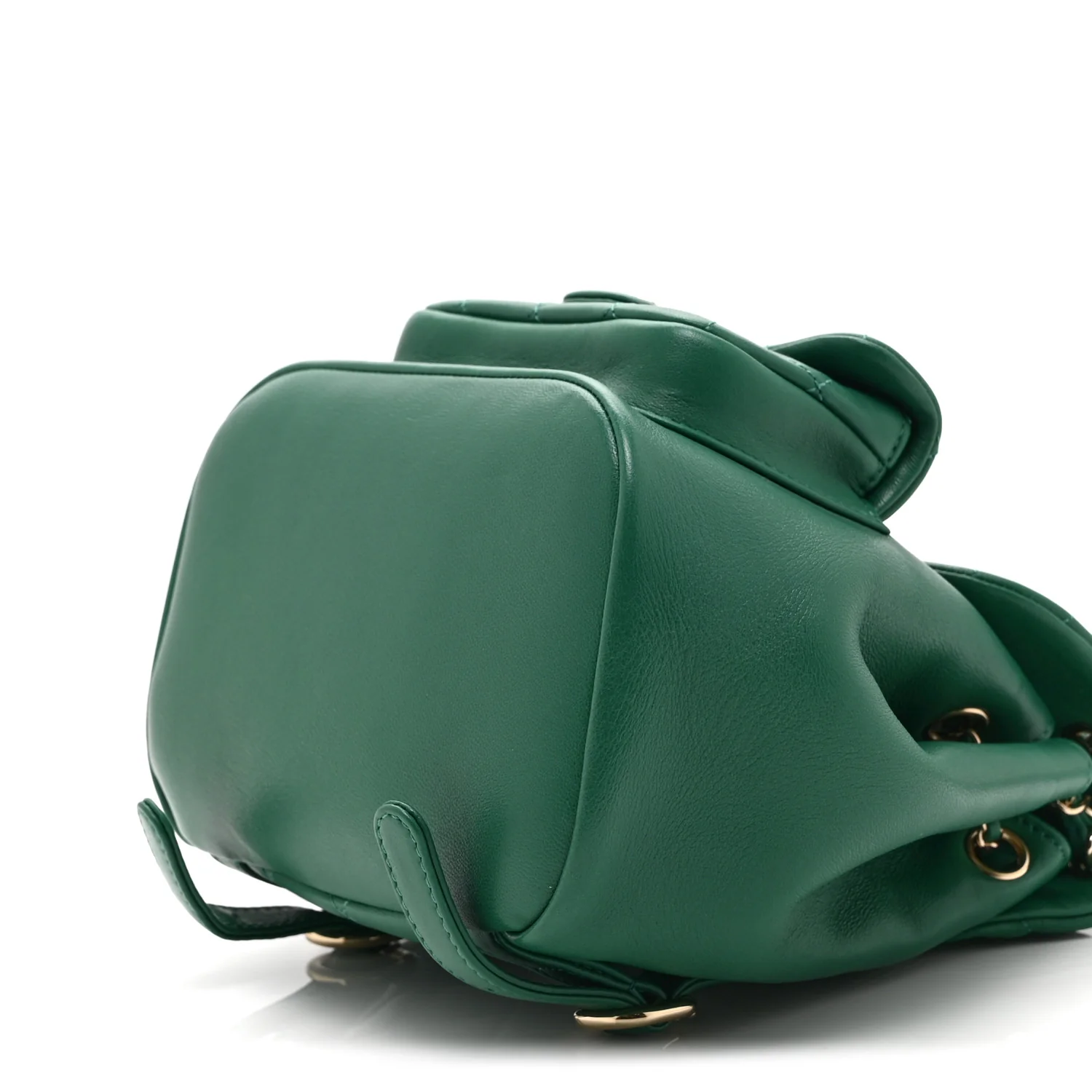 Lambskin Quilted Small Duma Drawstring Backpack Green - Image 10