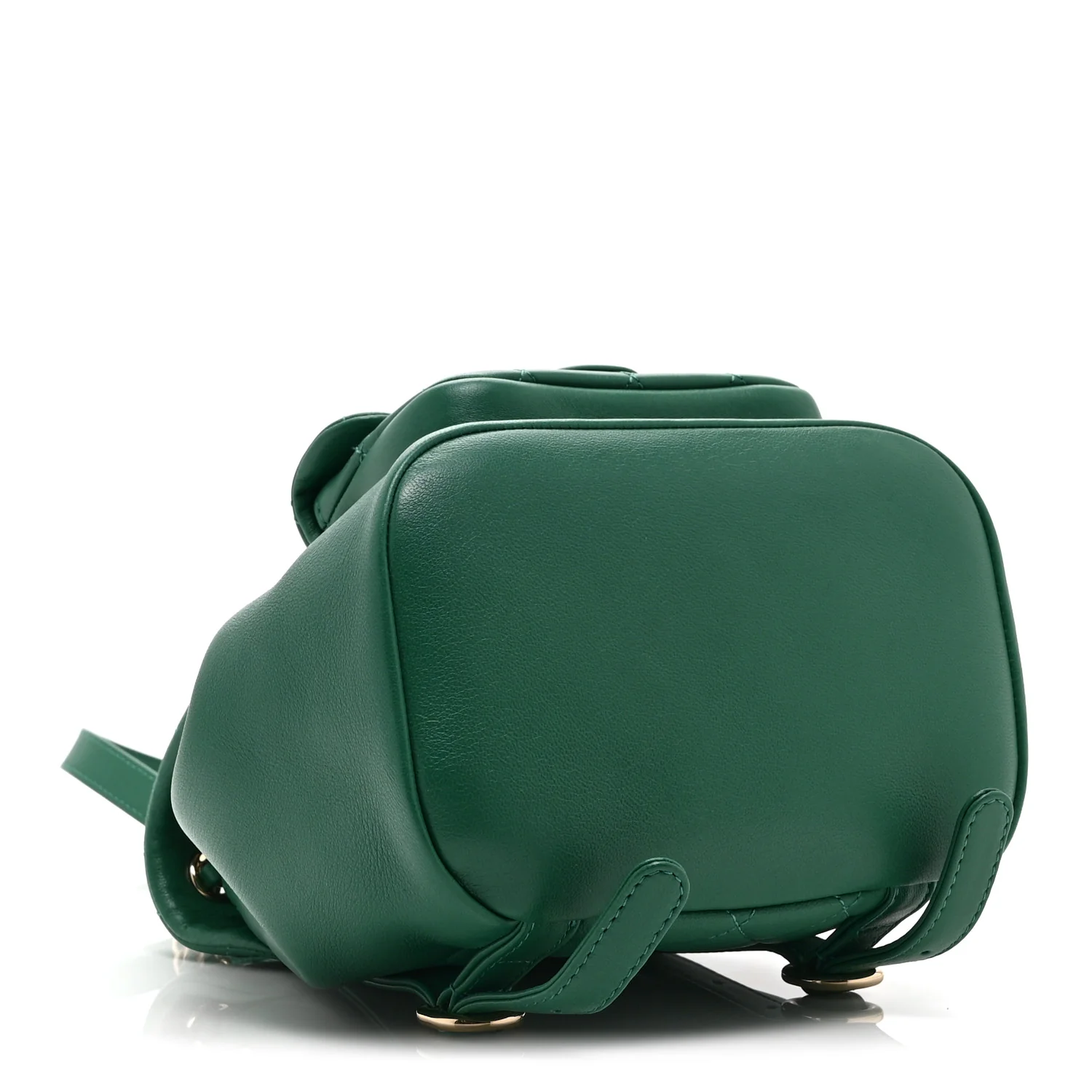 Lambskin Quilted Small Duma Drawstring Backpack Green - Image 4