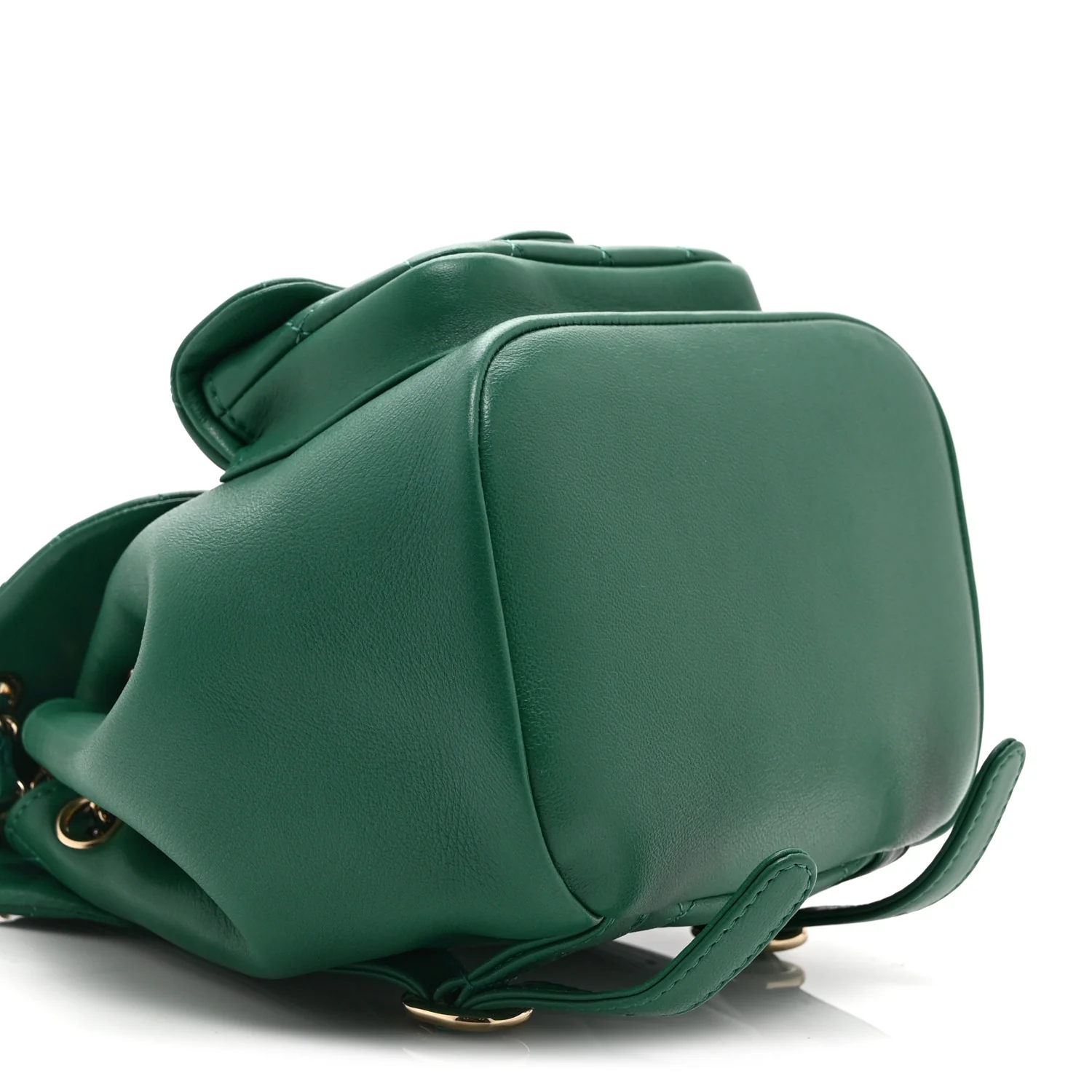 Lambskin Quilted Small Duma Drawstring Backpack Green - Image 9