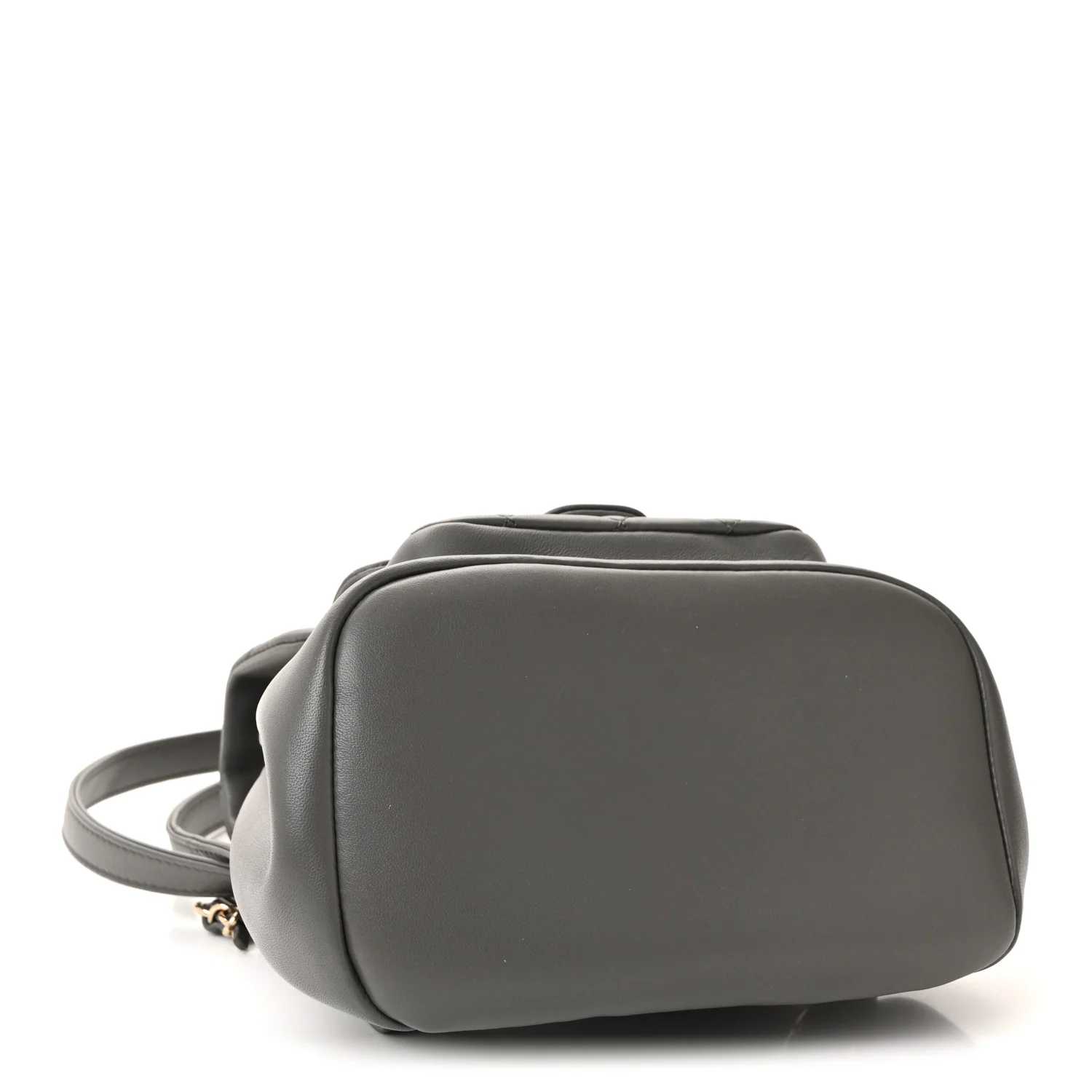 Lambskin Quilted Small Duma Drawstring Backpack Grey - Image 3