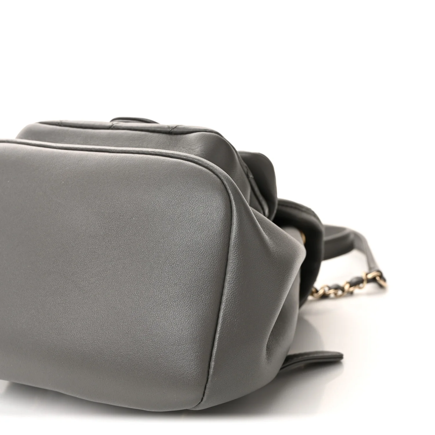 Lambskin Quilted Small Duma Drawstring Backpack Grey - Image 9