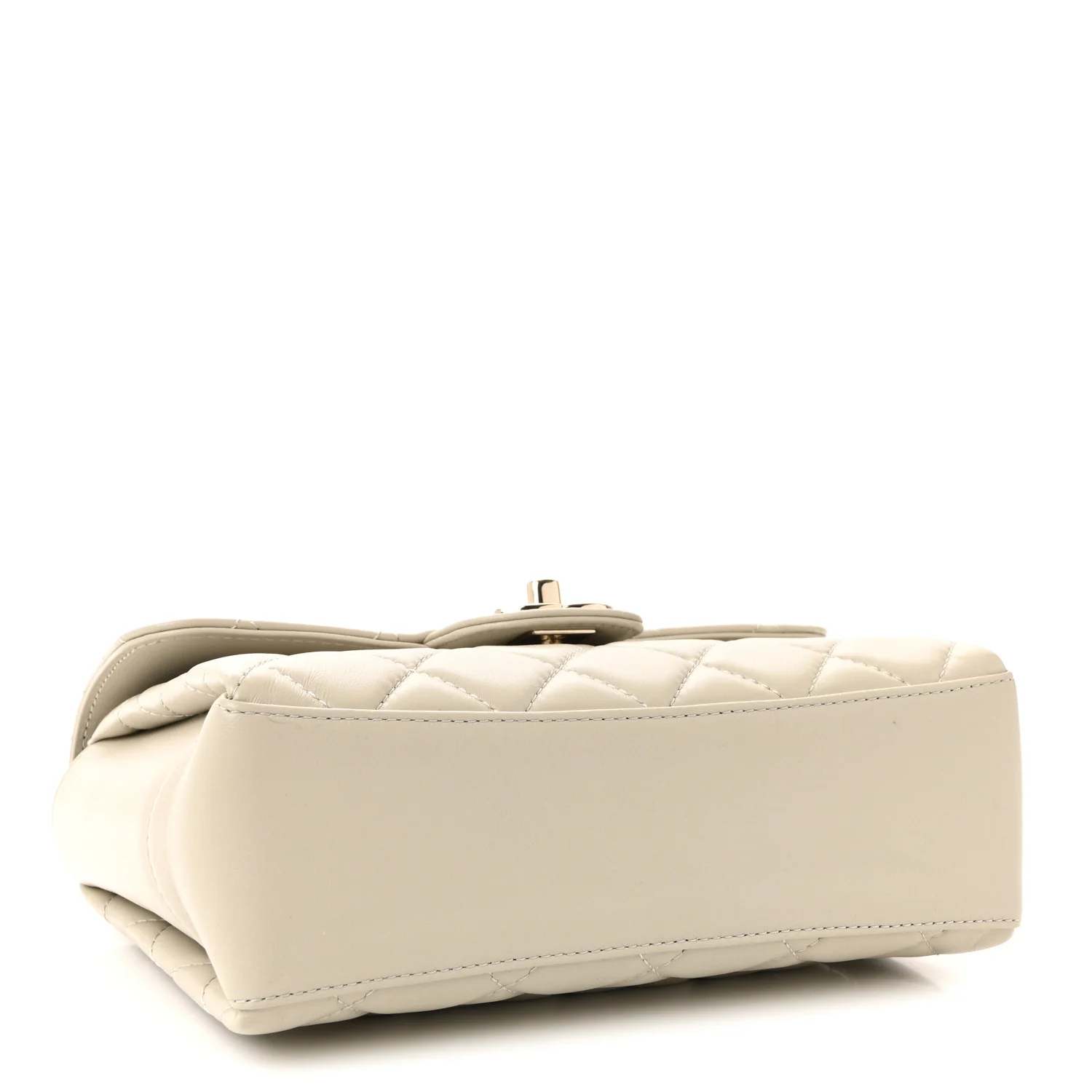 Lambskin Quilted Small Flap Top Handle Bag Grey - Image 4