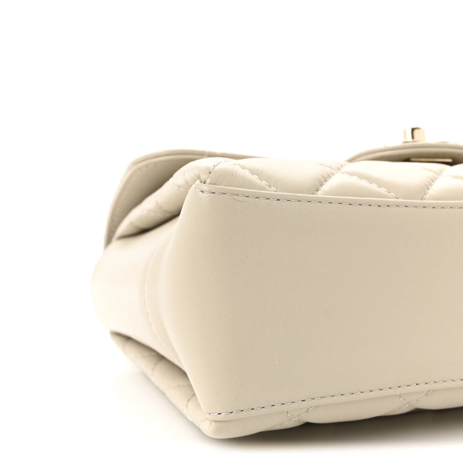 Lambskin Quilted Small Flap Top Handle Bag Grey - Image 9
