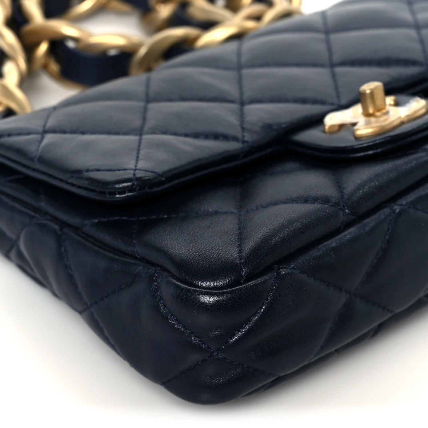 Lambskin Quilted Small Funky Town Flap Blue - Image 10