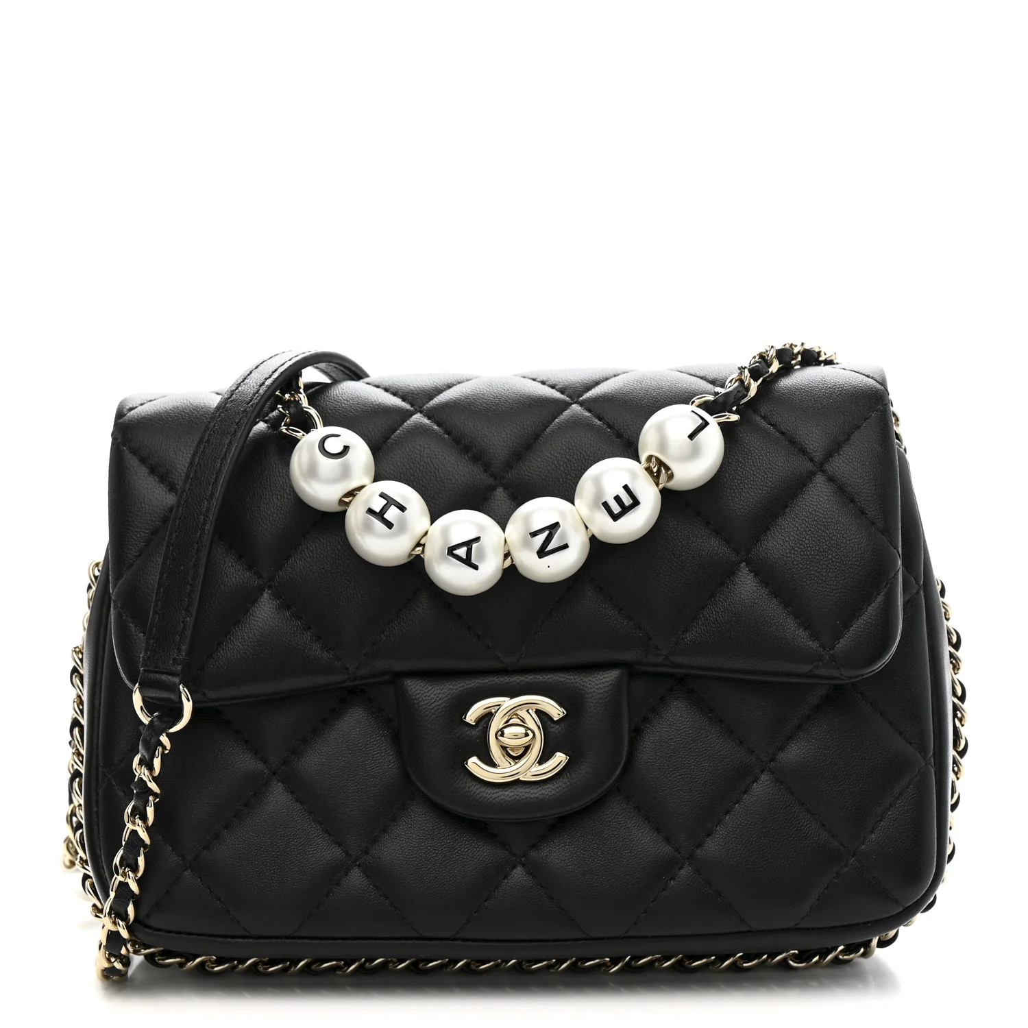 Lambskin Quilted Small My Precious Flap Black