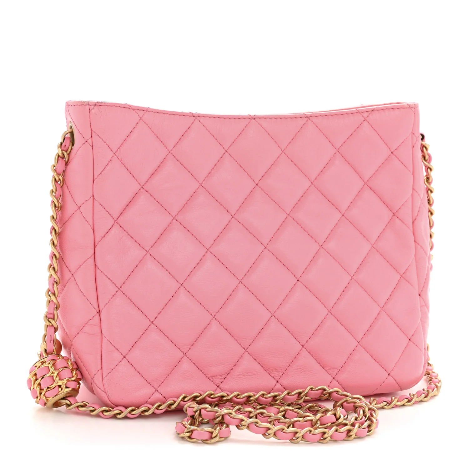 Lambskin Quilted Small Pearl Crush Hobo Pink - Image 3