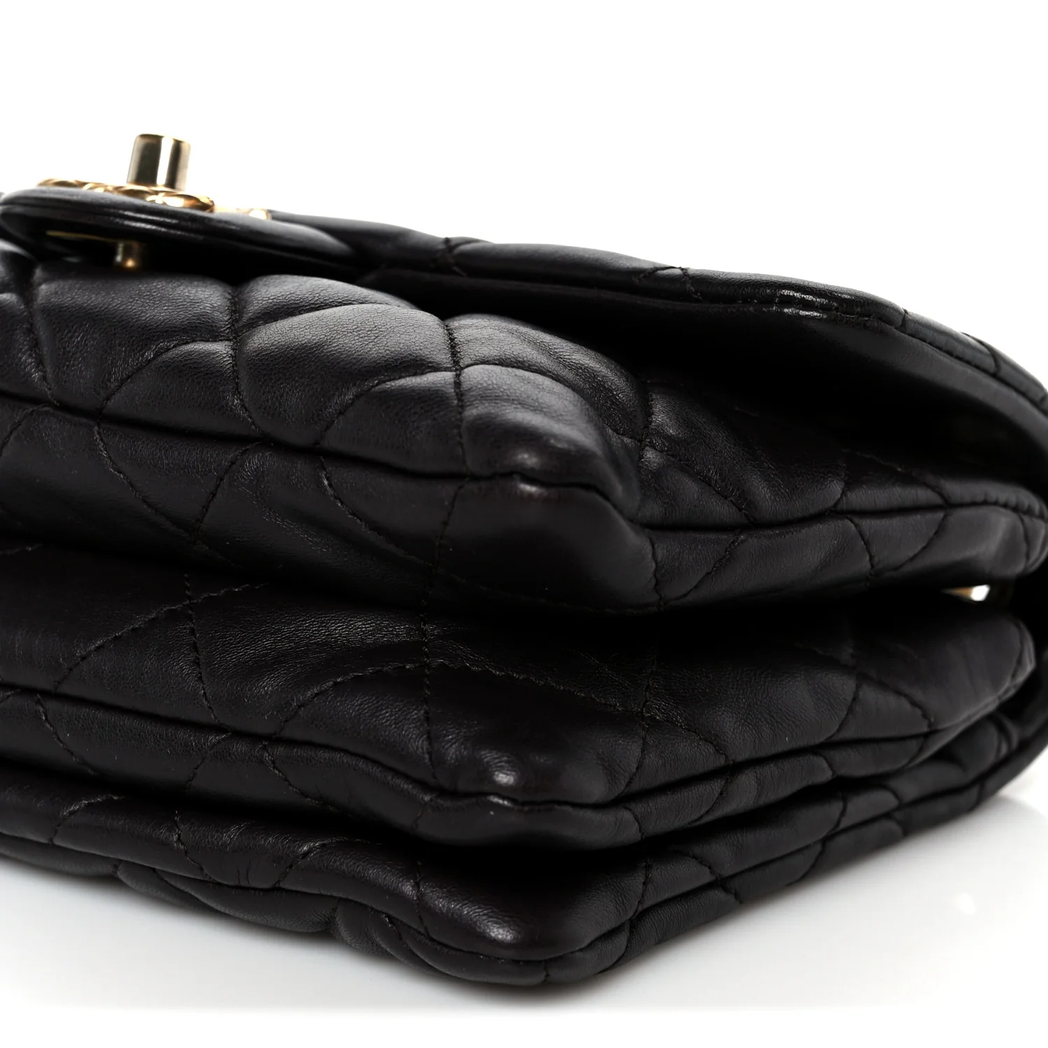 Lambskin Quilted Small Pillow Crush Flap Dark Brown - Image 11