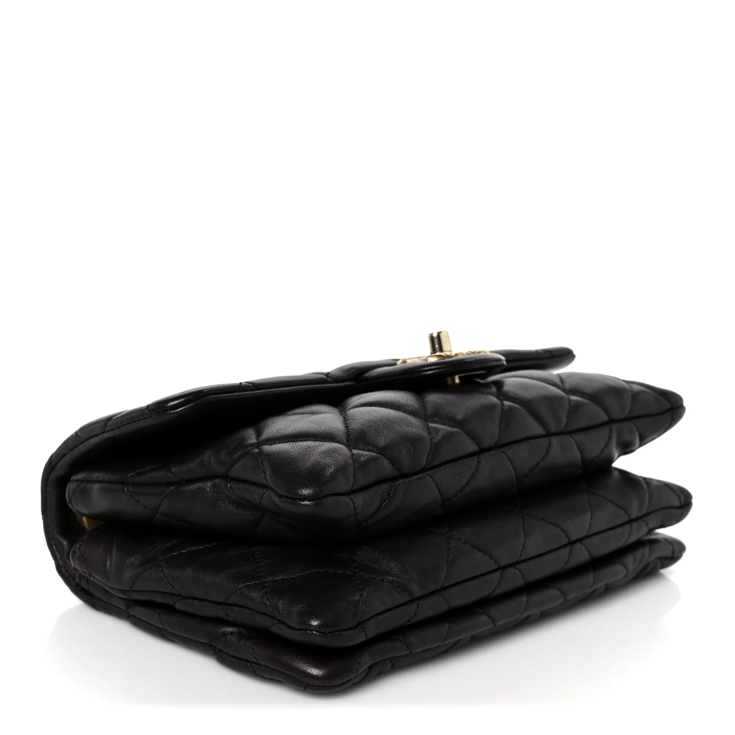 Lambskin Quilted Small Pillow Crush Flap Dark Brown - Image 4