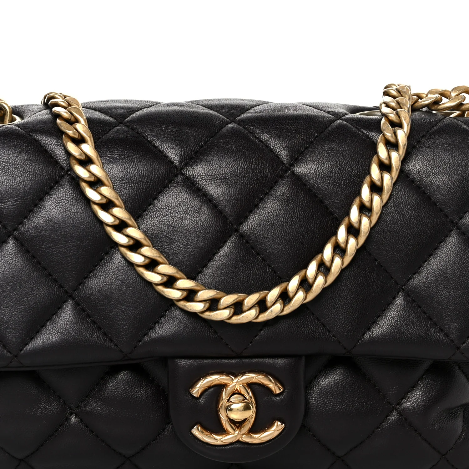 Lambskin Quilted Small Pillow Crush Flap Dark Brown - Image 9
