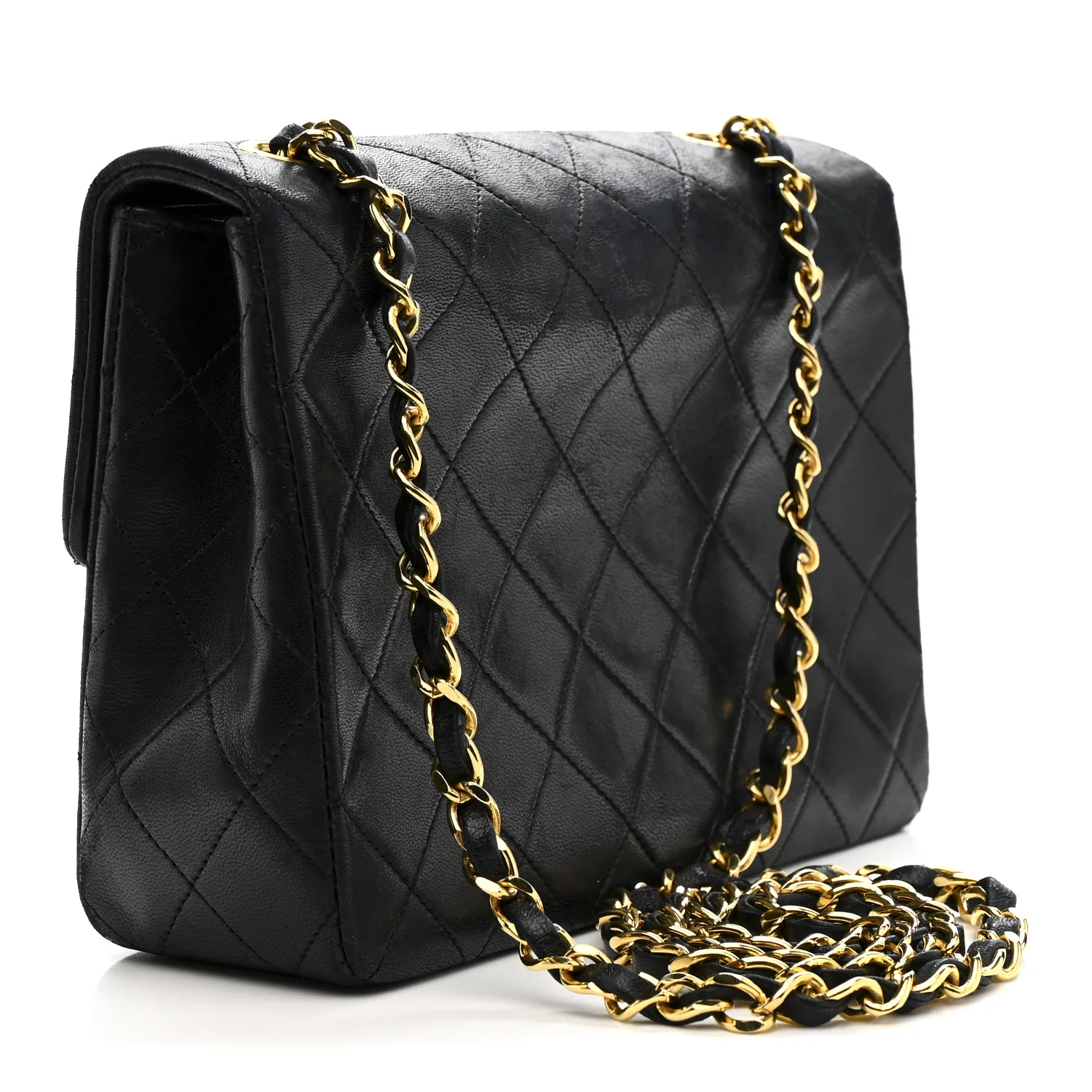 Lambskin Quilted Small Single Flap Black - Image 3
