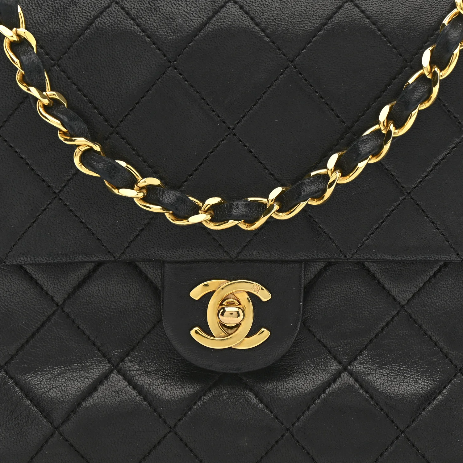 Lambskin Quilted Small Single Flap Black - Image 9