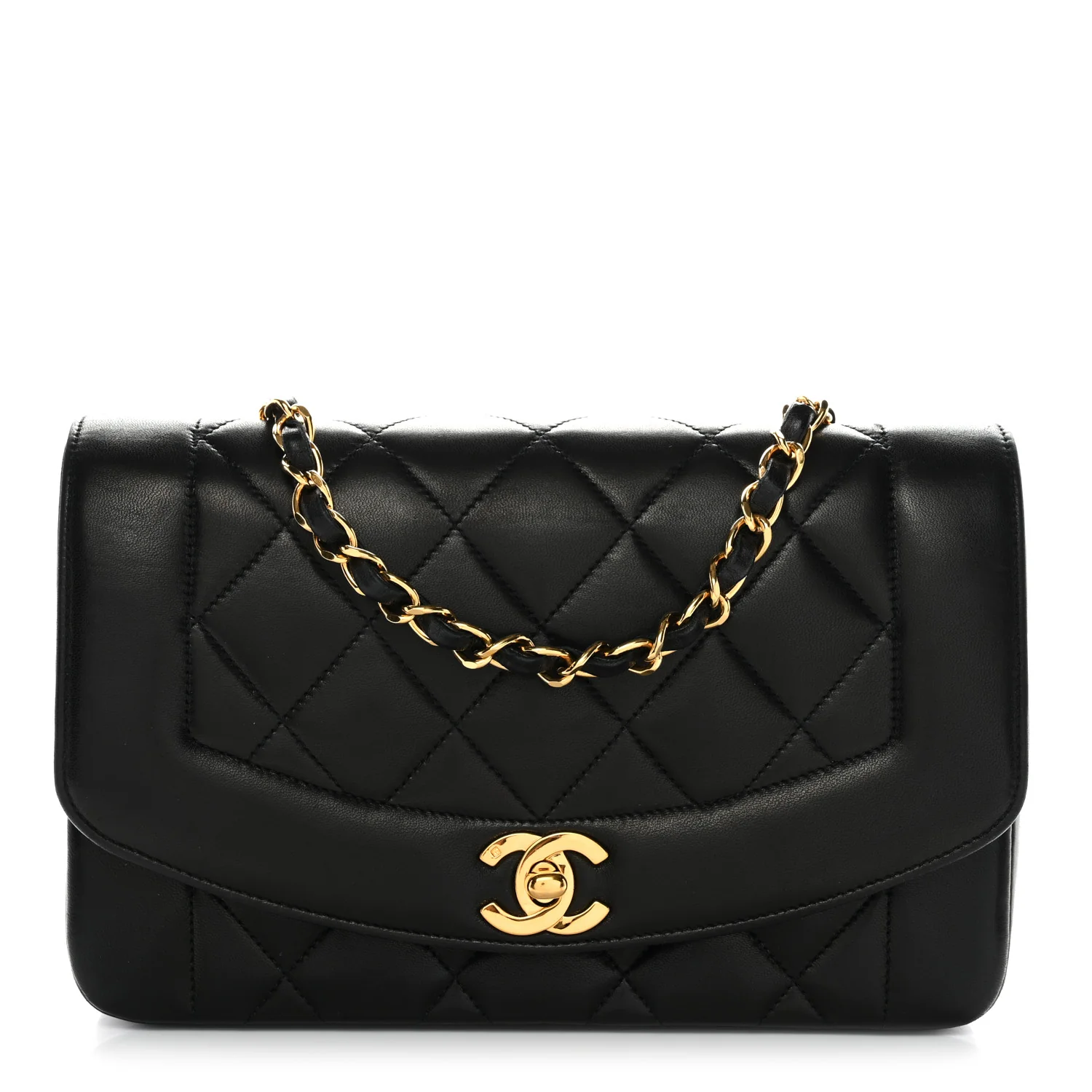 Lambskin Quilted Small Single Flap Black