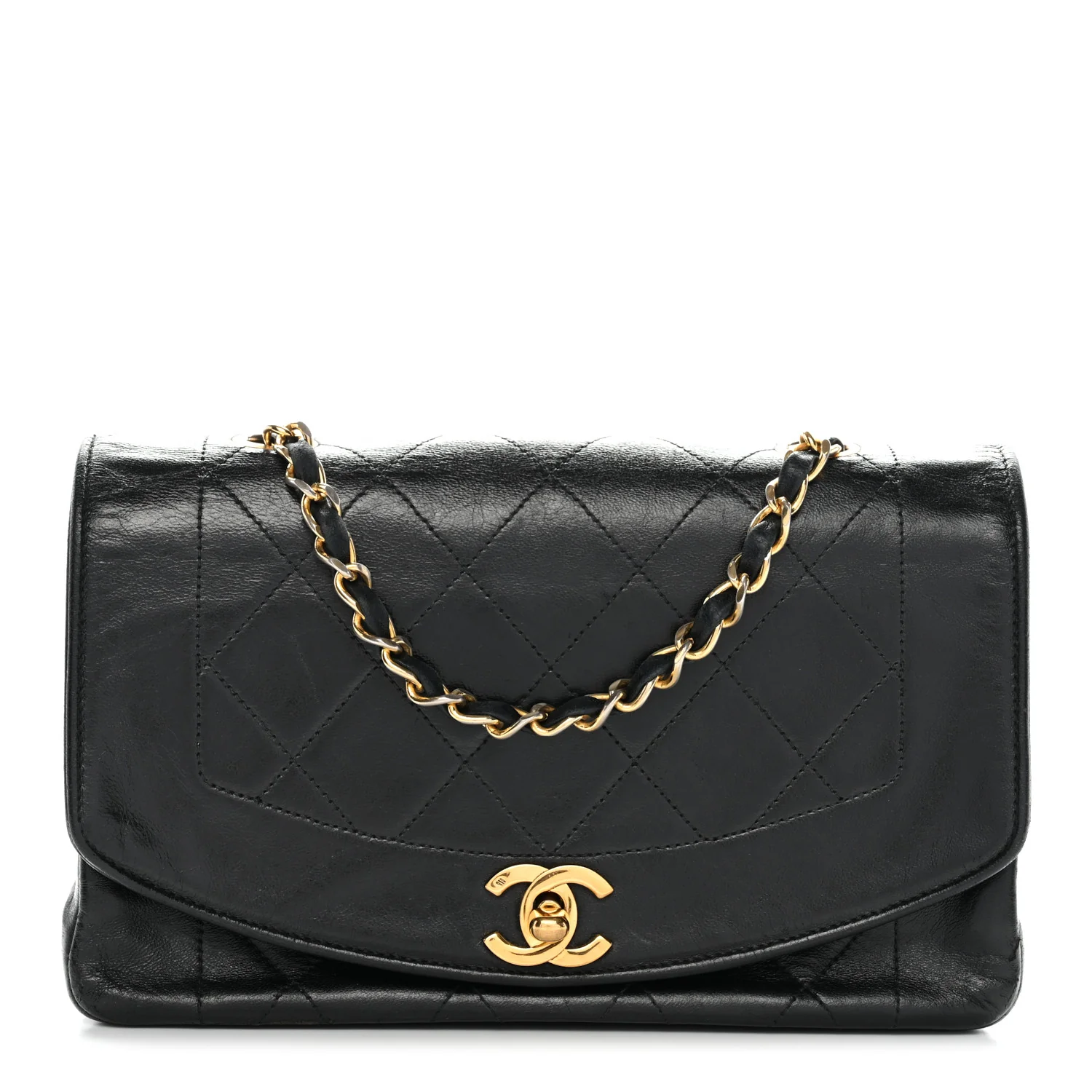 Lambskin Quilted Small Single Flap Black