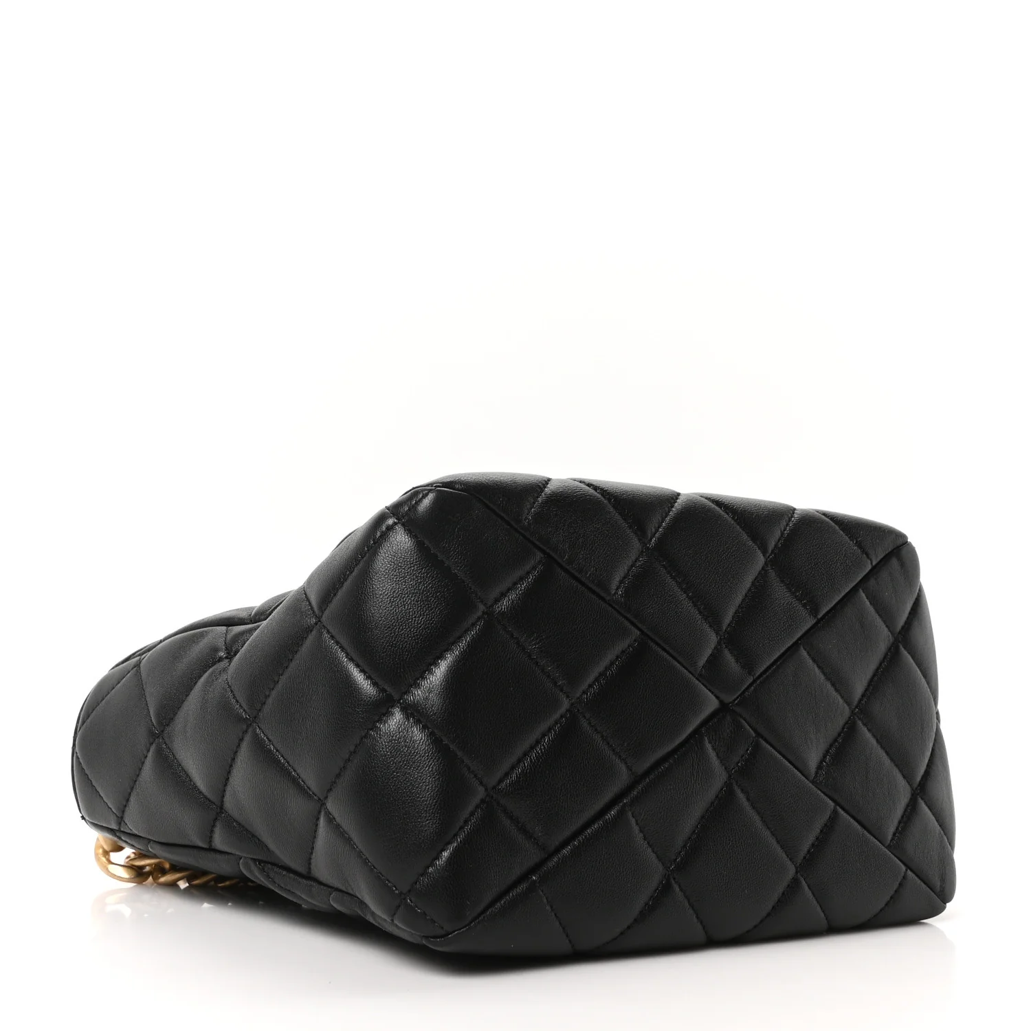 Lambskin Quilted Small Top Handle Shopping Bag Black - Image 4