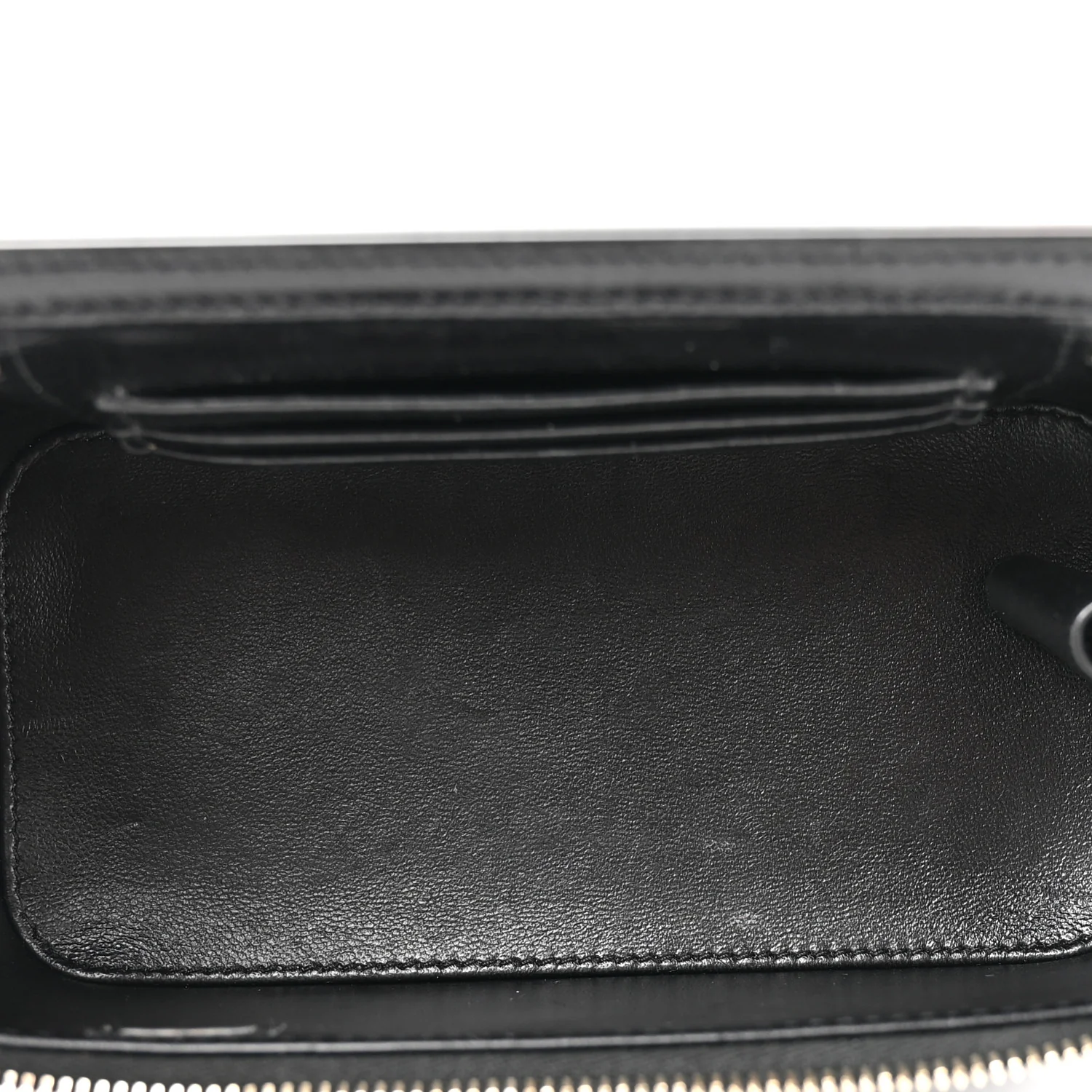 Lambskin Quilted Small Top Handle Vanity Case With Chain Black - Image 5